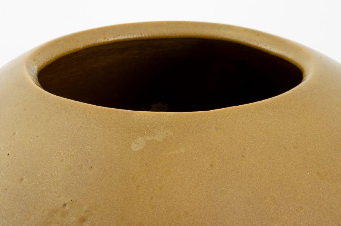 Chinese Tea Dust Glazed Ceramic Floor Vase, of globular form, circa 19th century.