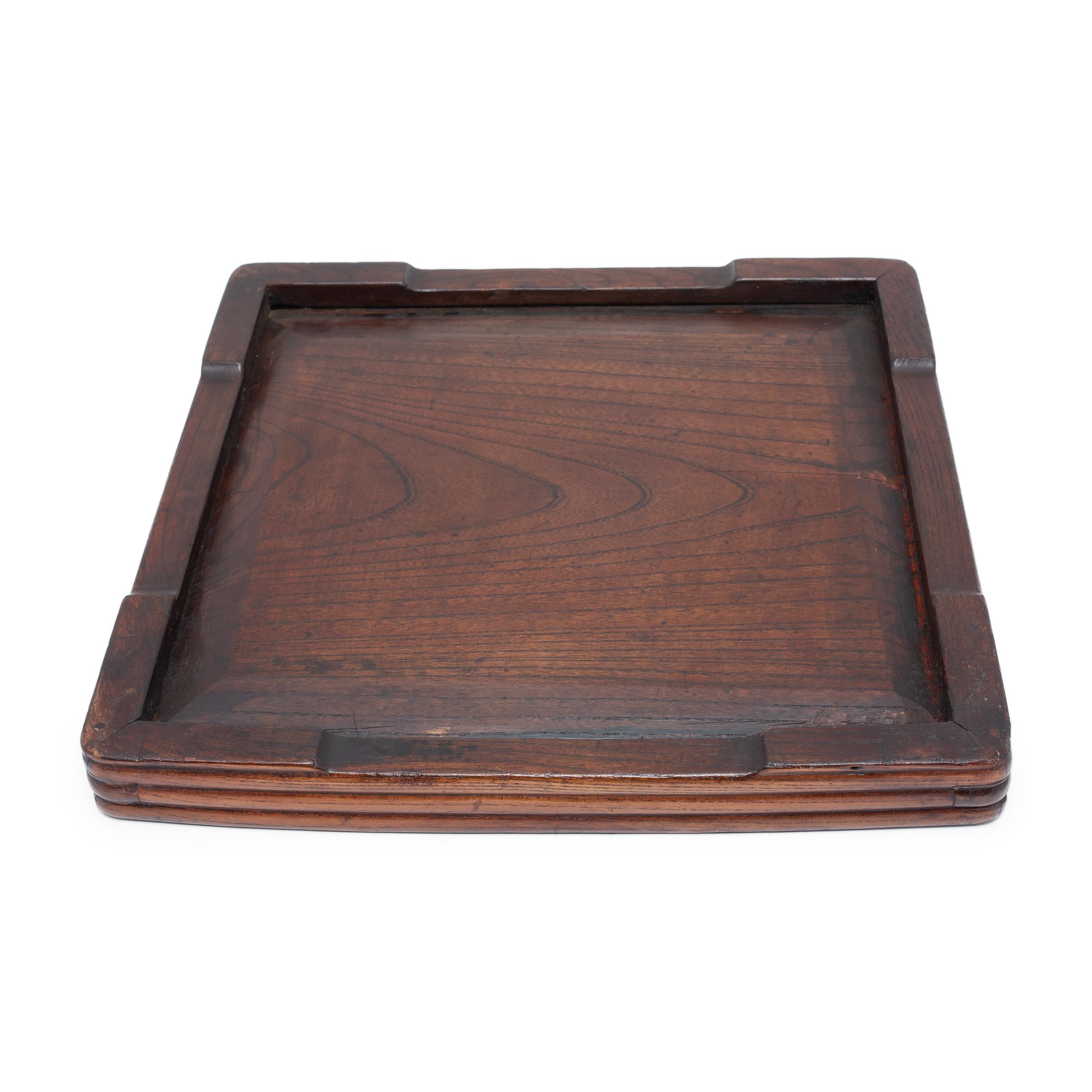Chinese Tea Tray with Ridged Sides, c. 1900 In Good Condition For Sale In Chicago, IL