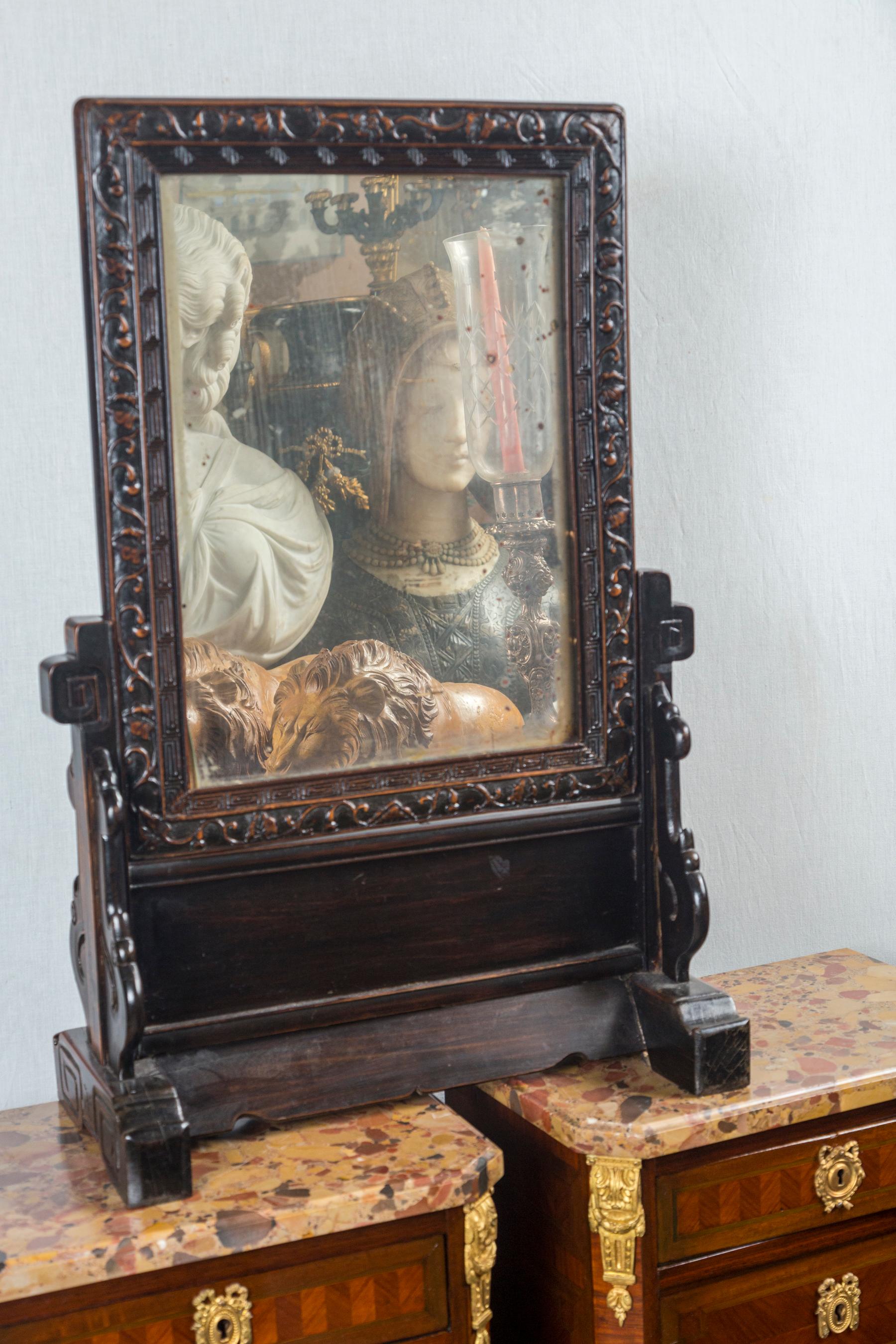 19th Century Chinese Teak Table  Mirror For Sale