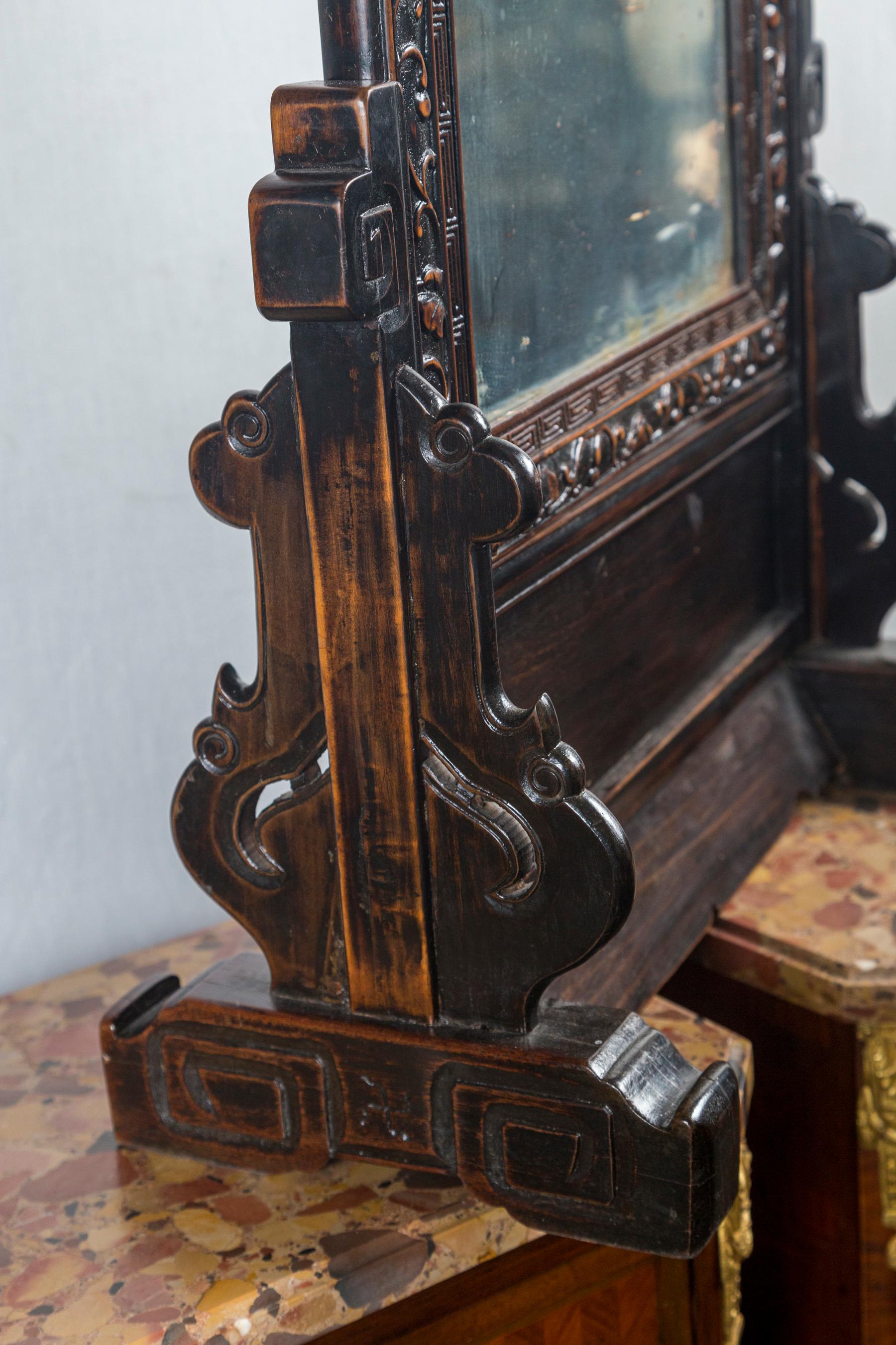 Chinese Teak Table  Mirror For Sale 1