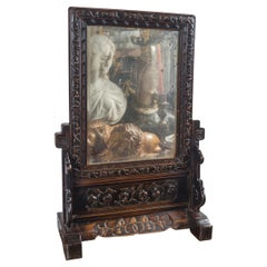 Antique Chinese Teak Table  Mirror