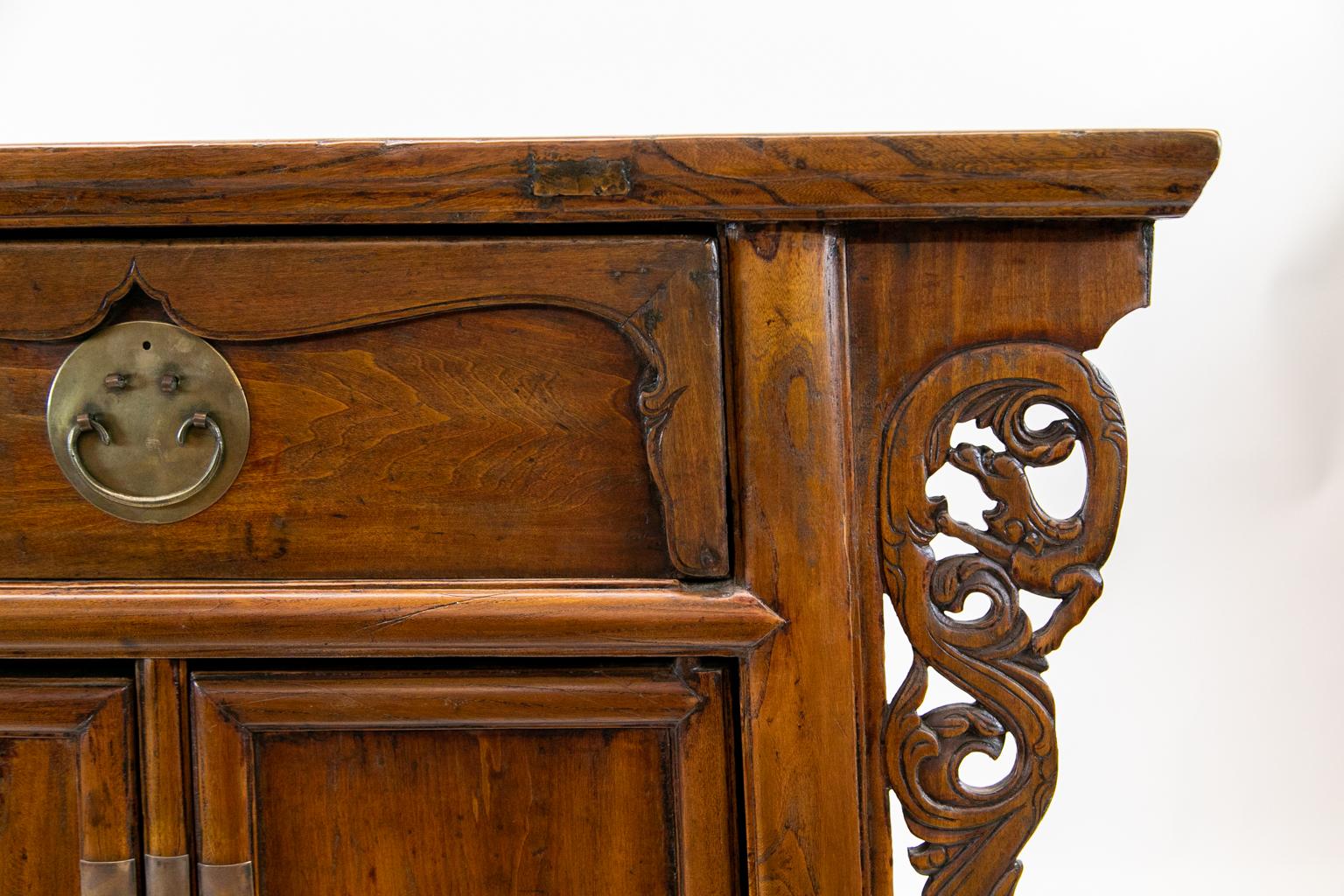 Hand-Carved Chinese Teakwood Console