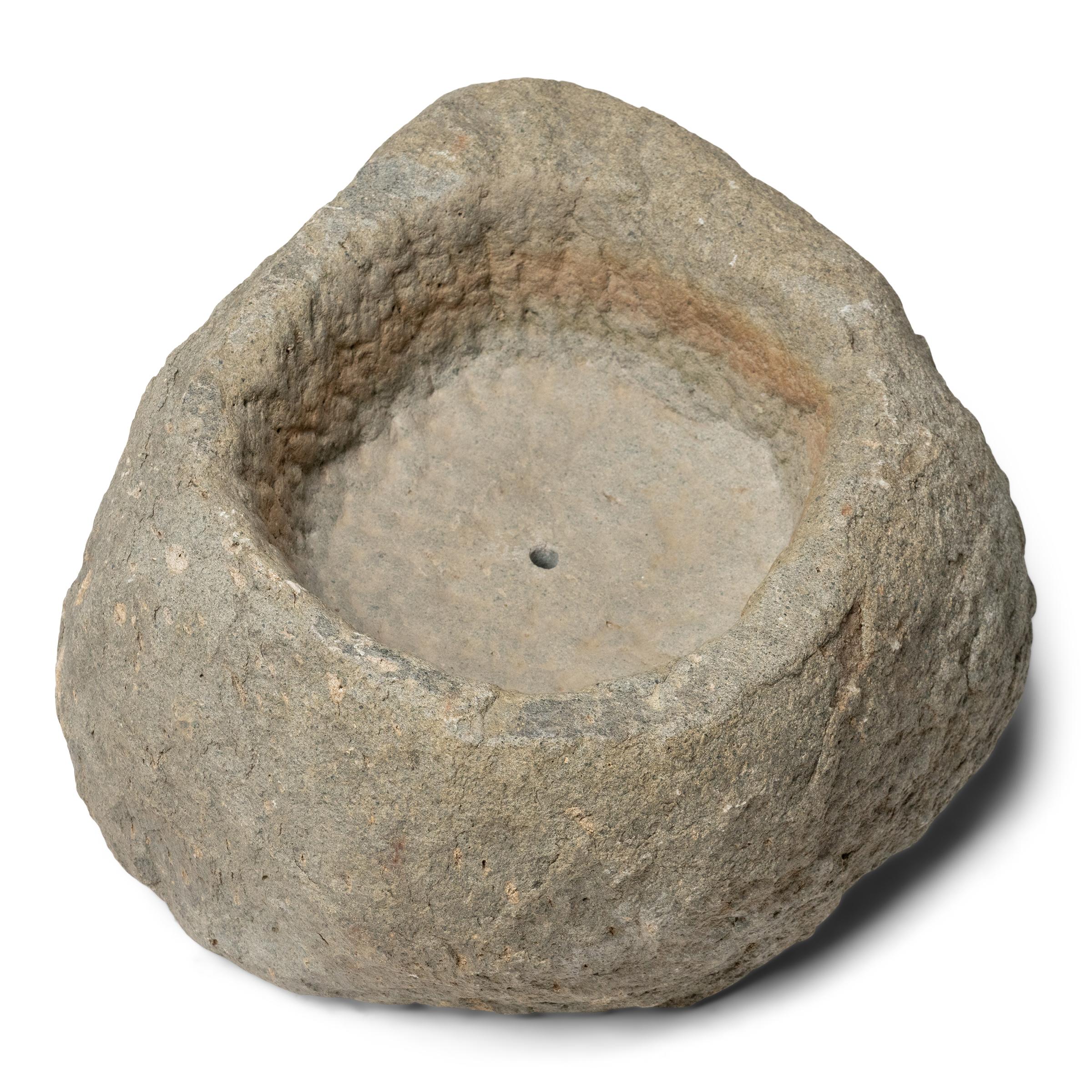 Hand-Carved Chinese Teardrop Stone Trough, c. 1850 For Sale