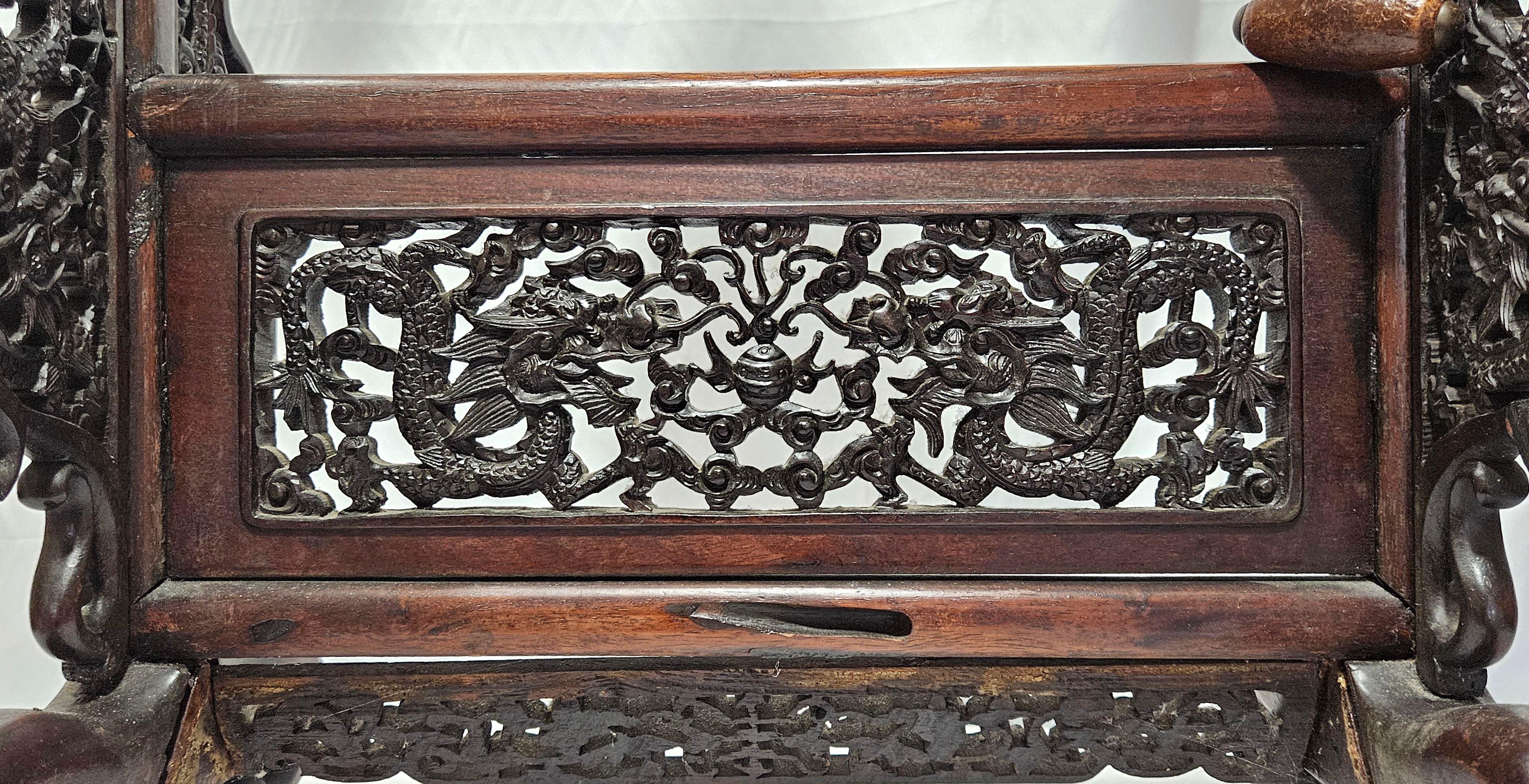 Chinese Temple Bell (20th C.) on Antique Wood Stand (18th C.) For Sale 3