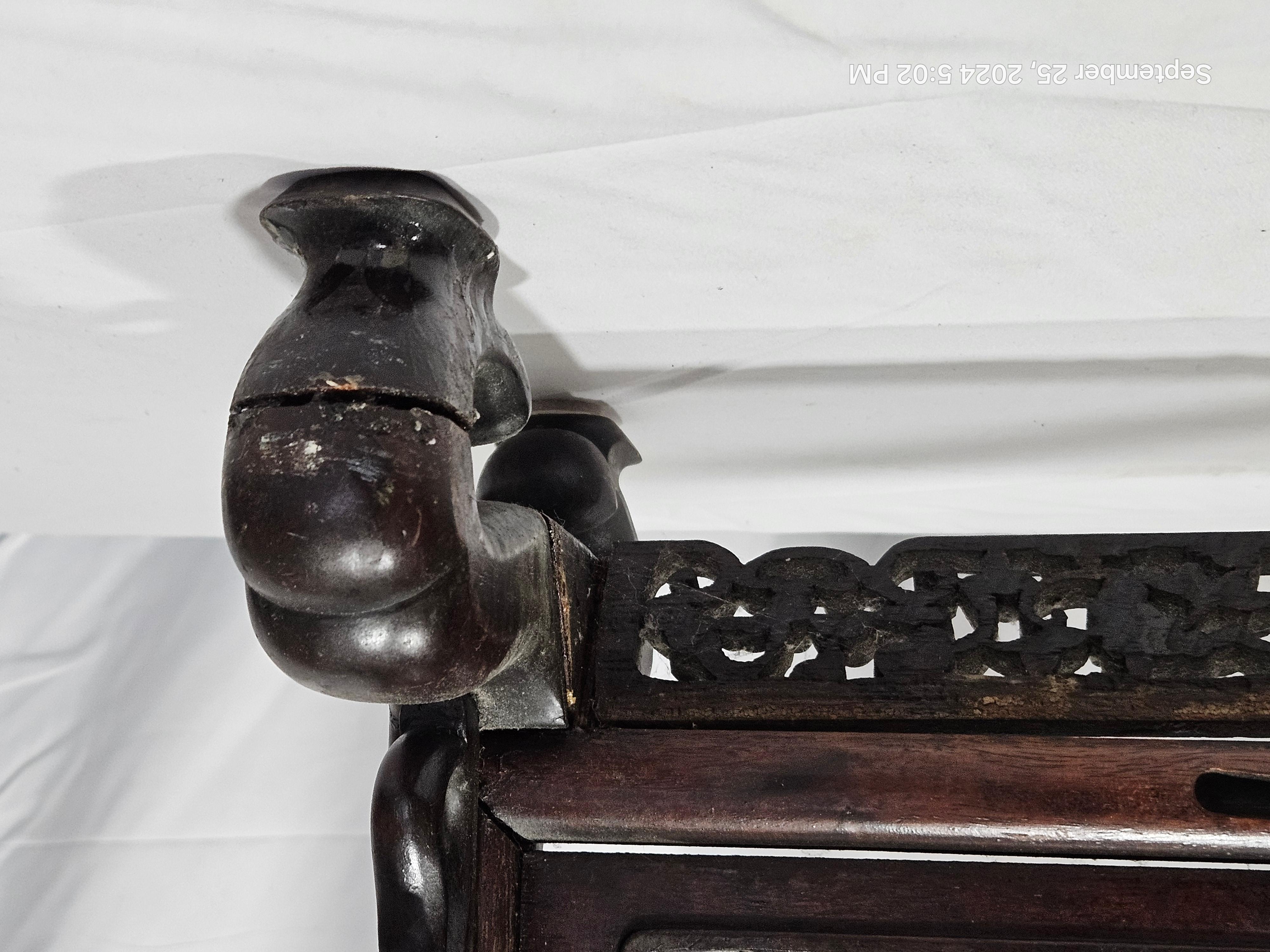 Chinese Temple Bell (20th C.) on Antique Wood Stand (18th C.) For Sale 6