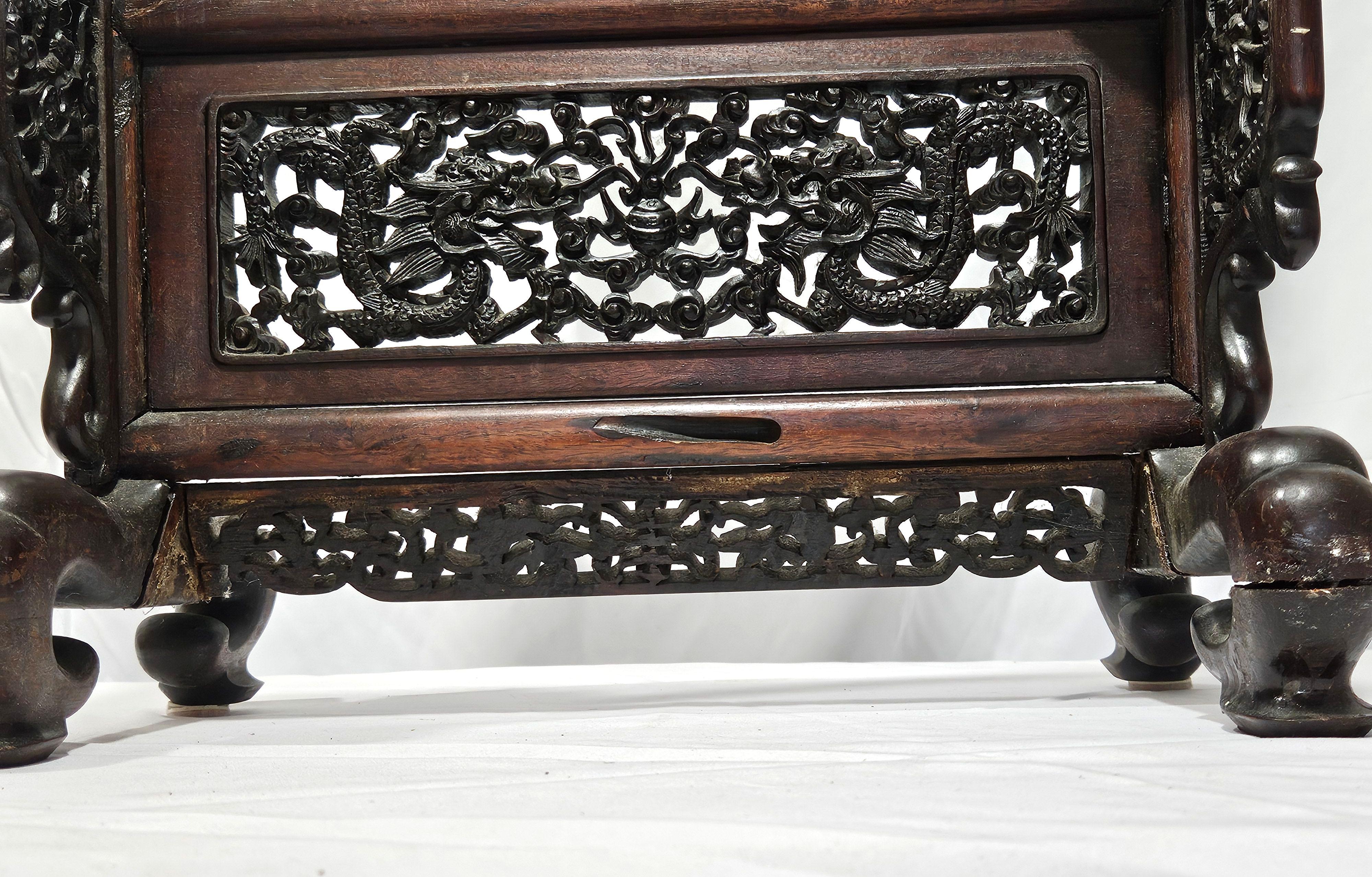Chinese Temple Bell (20th C.) on Antique Wood Stand (18th C.) For Sale 7