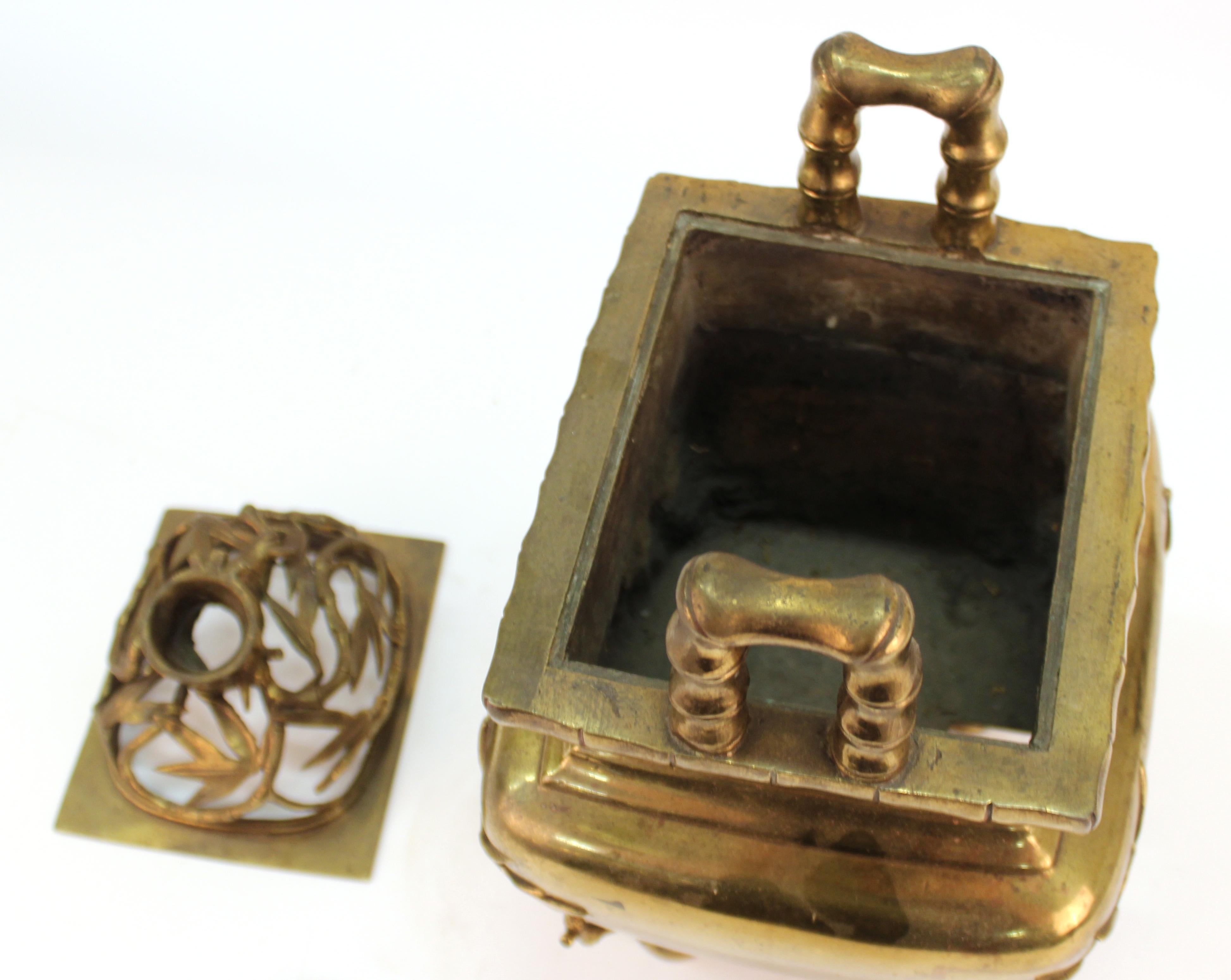 Chinese Temple Incense Burner in Gilt Brass 3