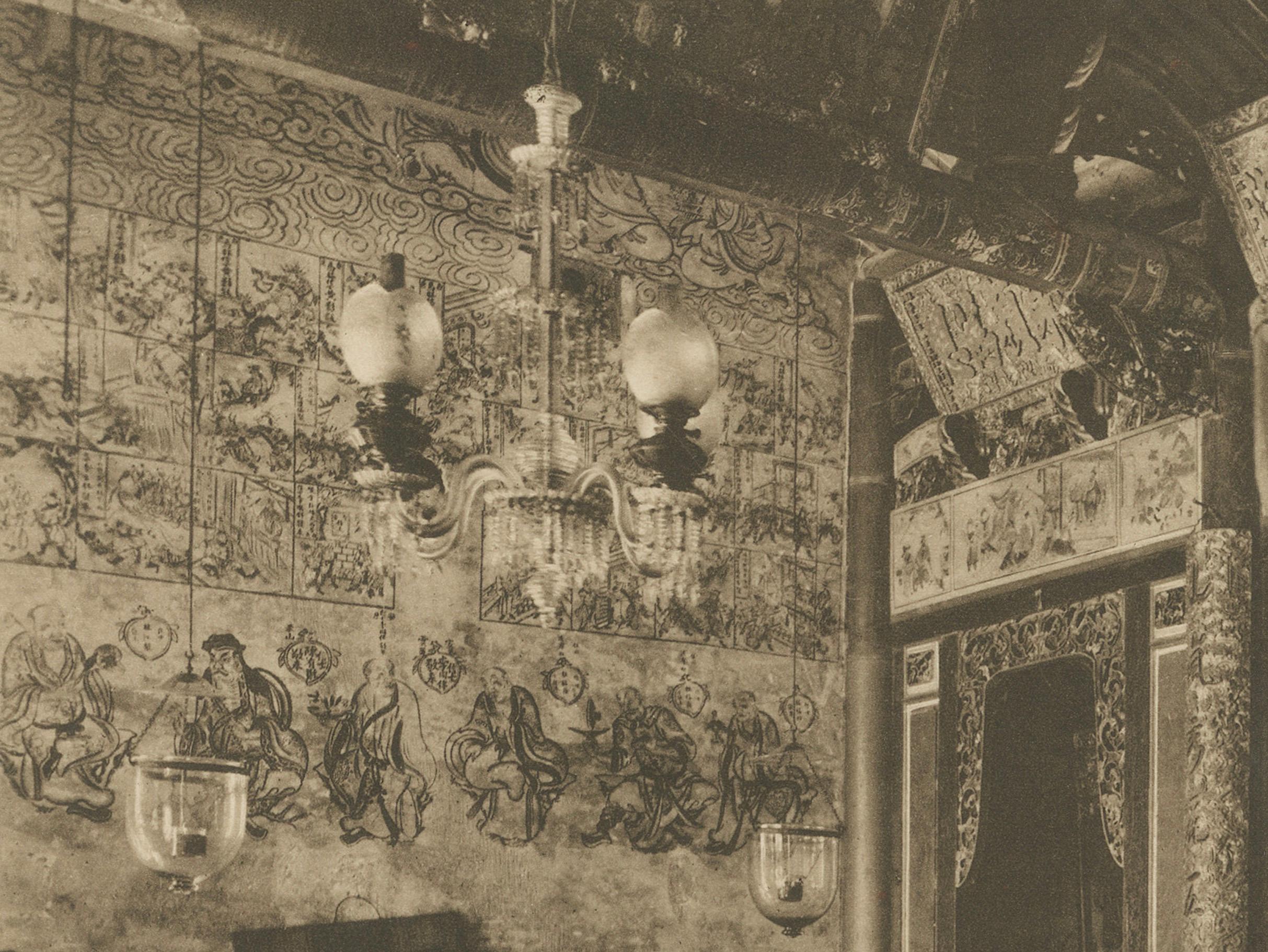 Carta Interno di un tempio cinese, Medan, Sumatra, C.C. Kleingrothe, Indie Orientali Olandesi 1910 in vendita