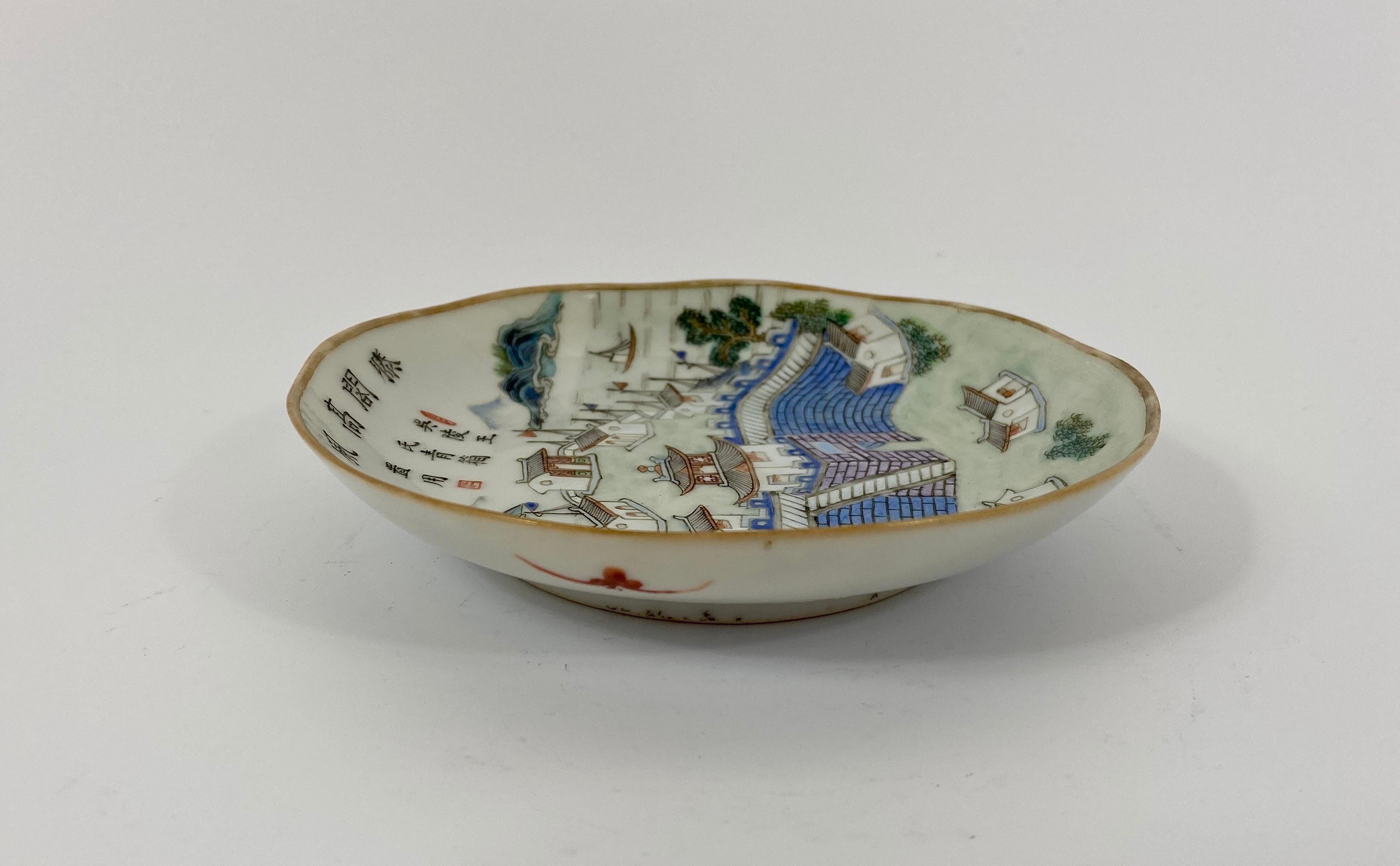 Fired Chinese ‘Ten Views of Jiangxi Province’ Dish, Tongzhi Mark and Period