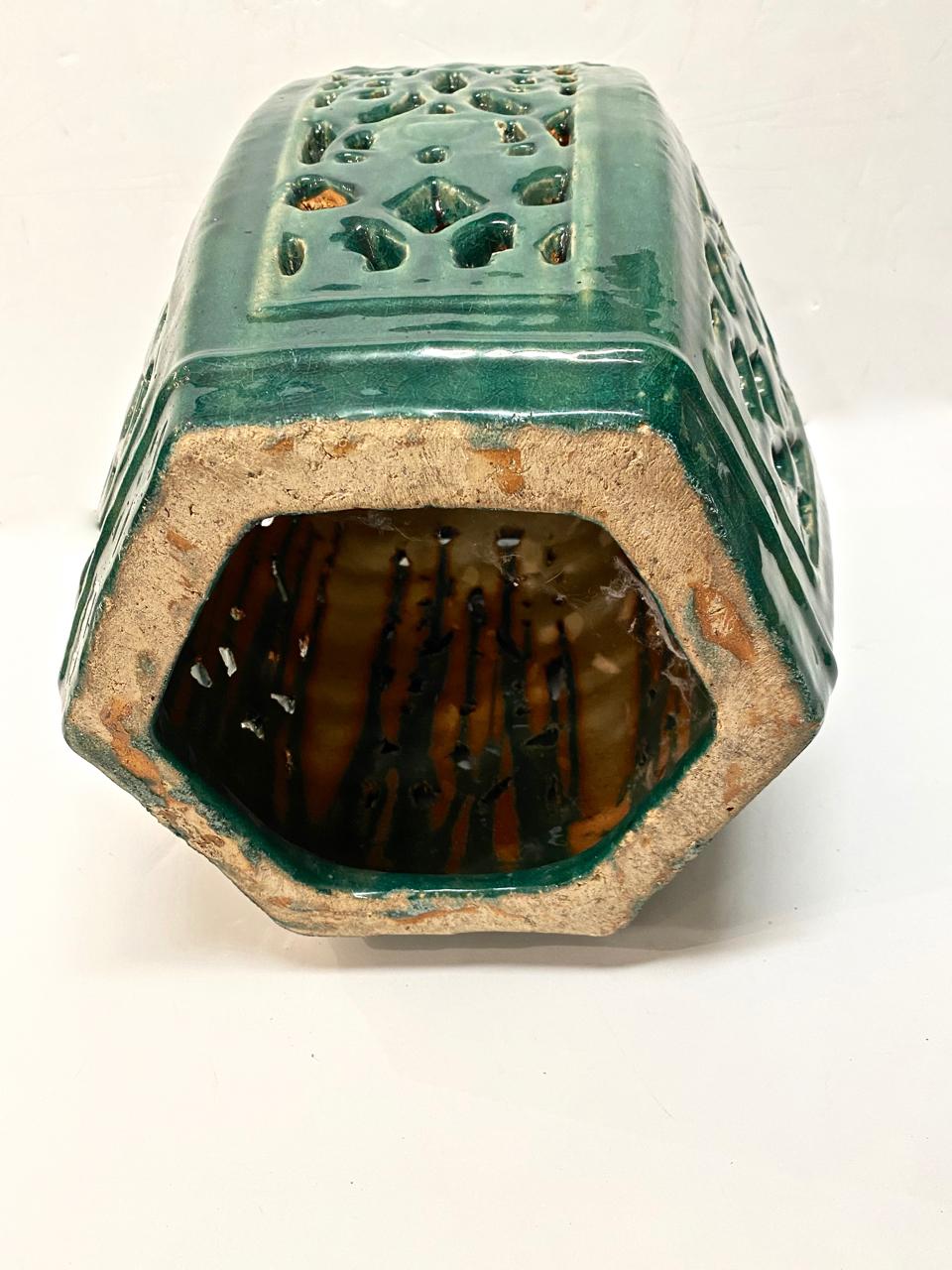 20th Century Chinese Terracotta Green Glazed Garden Seat