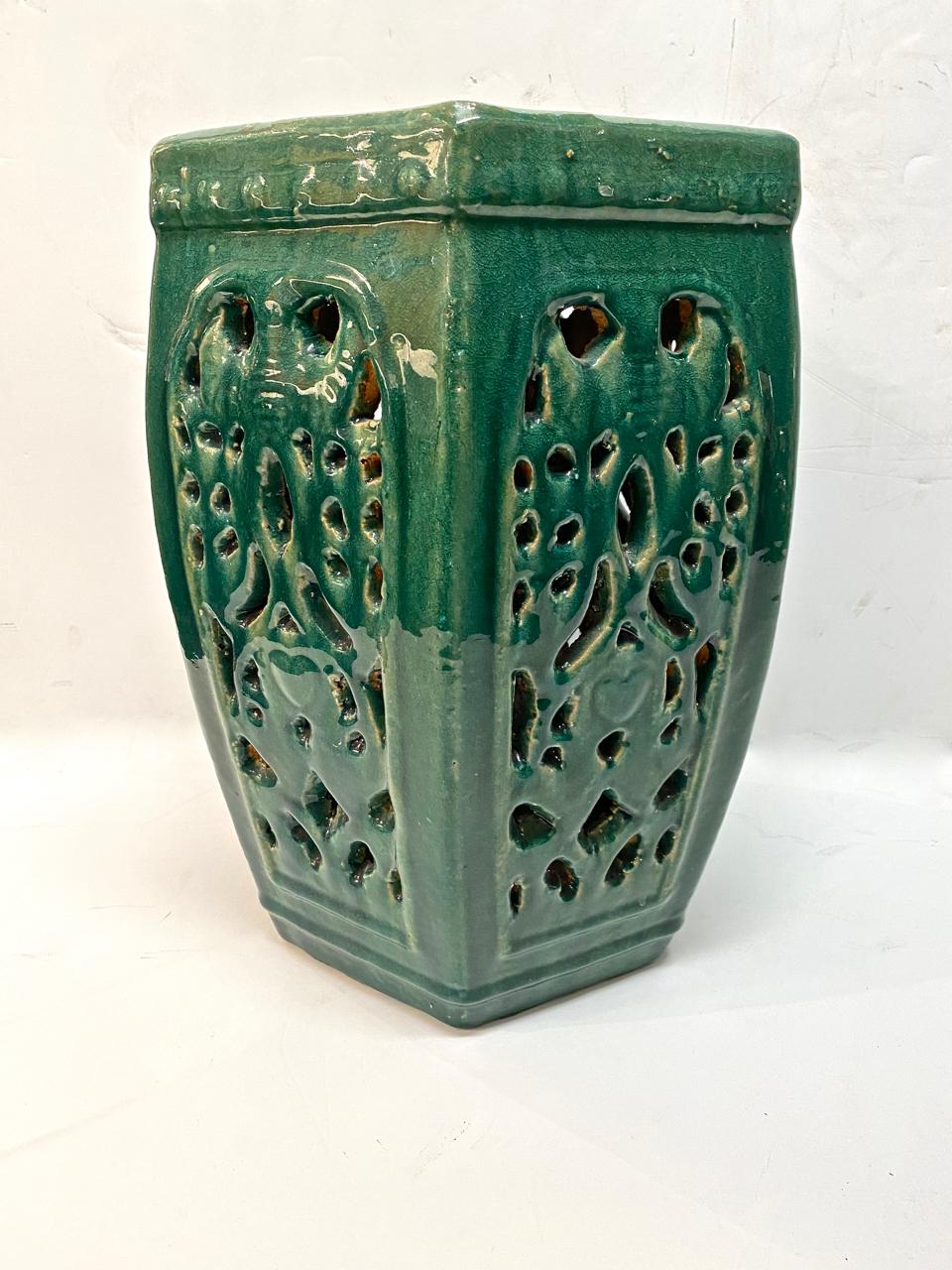 Chinese Terracotta Green Glazed Garden Seat 1