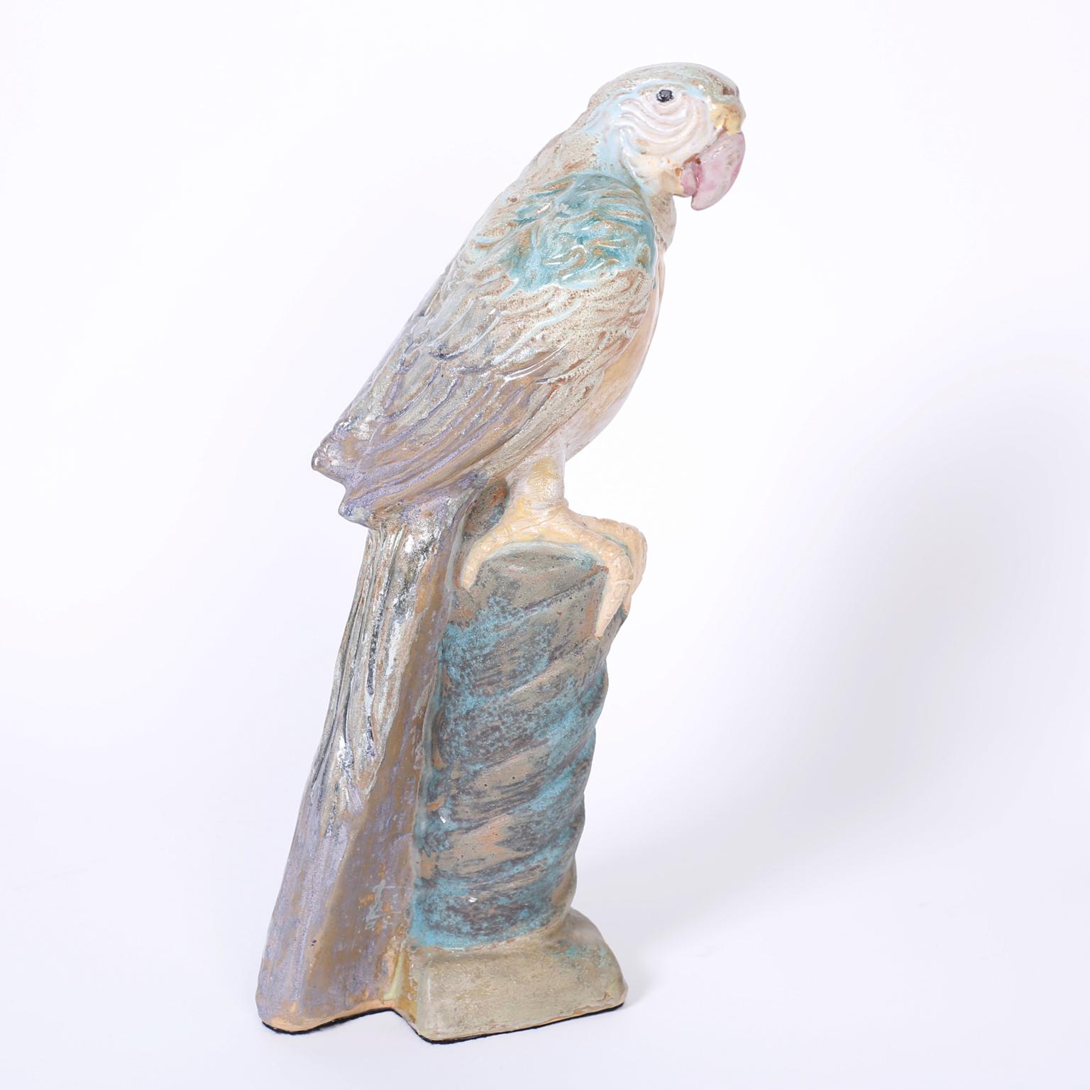 20th Century Chinese Terra Cotta Parrot For Sale