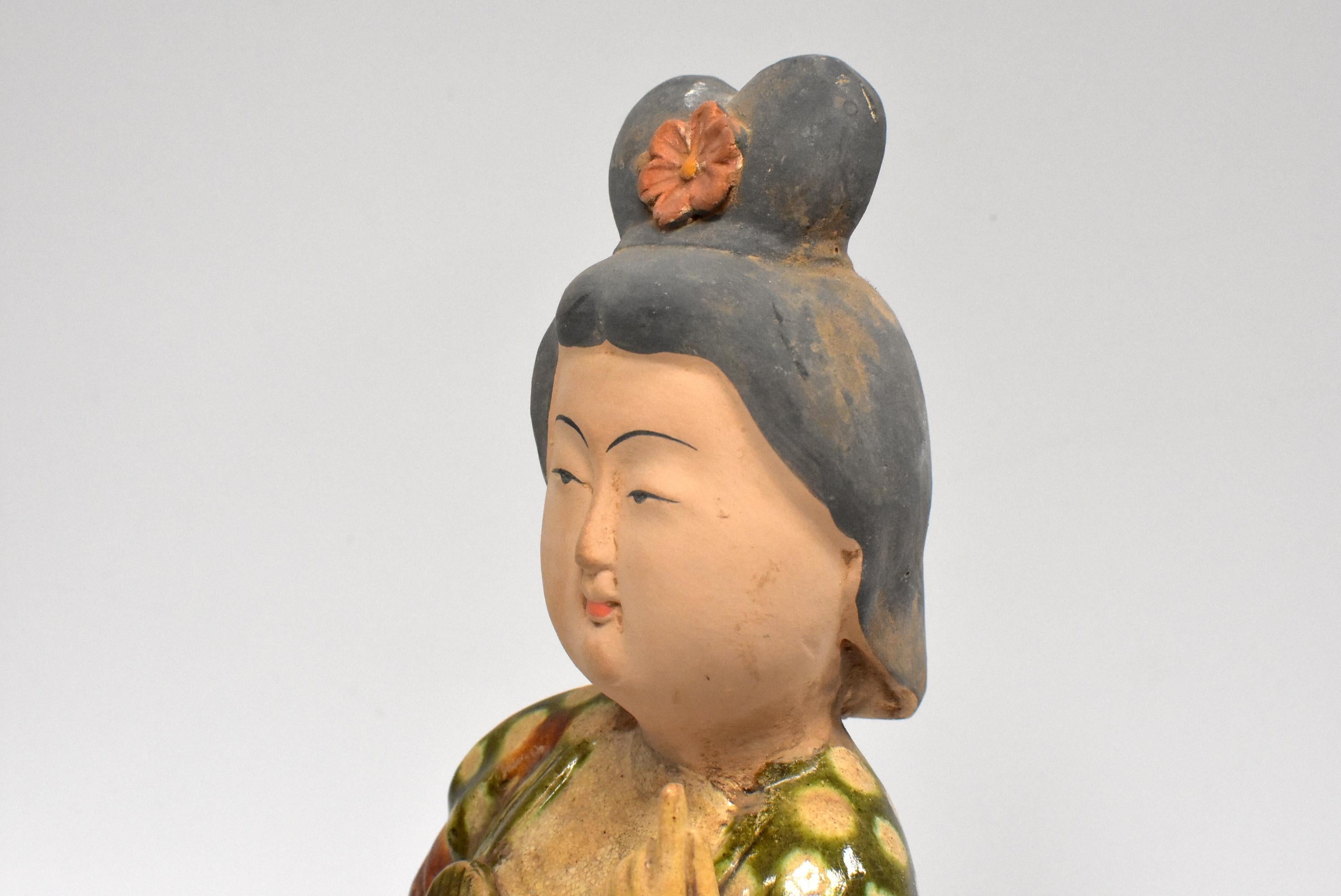 Chinese Terracotta Court Lady with a Fan Tang Style 5