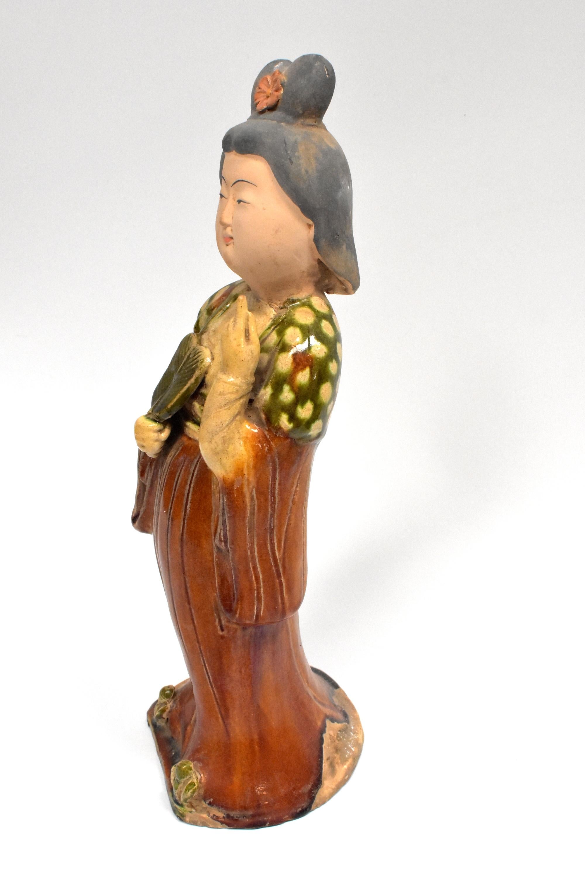 Chinese Terracotta Court Lady with a Fan Tang Style 6