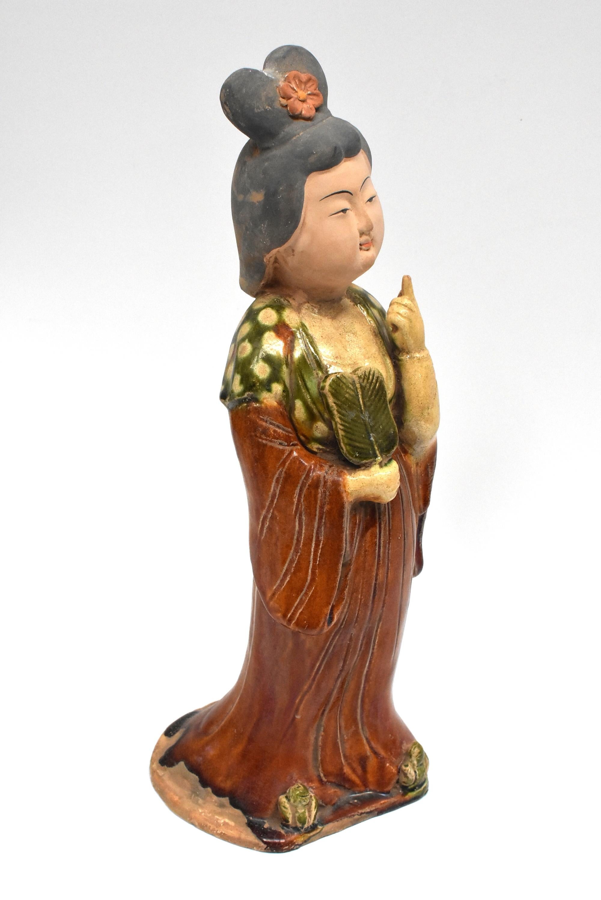 Chinese Terracotta Court Lady with a Fan Tang Style 10