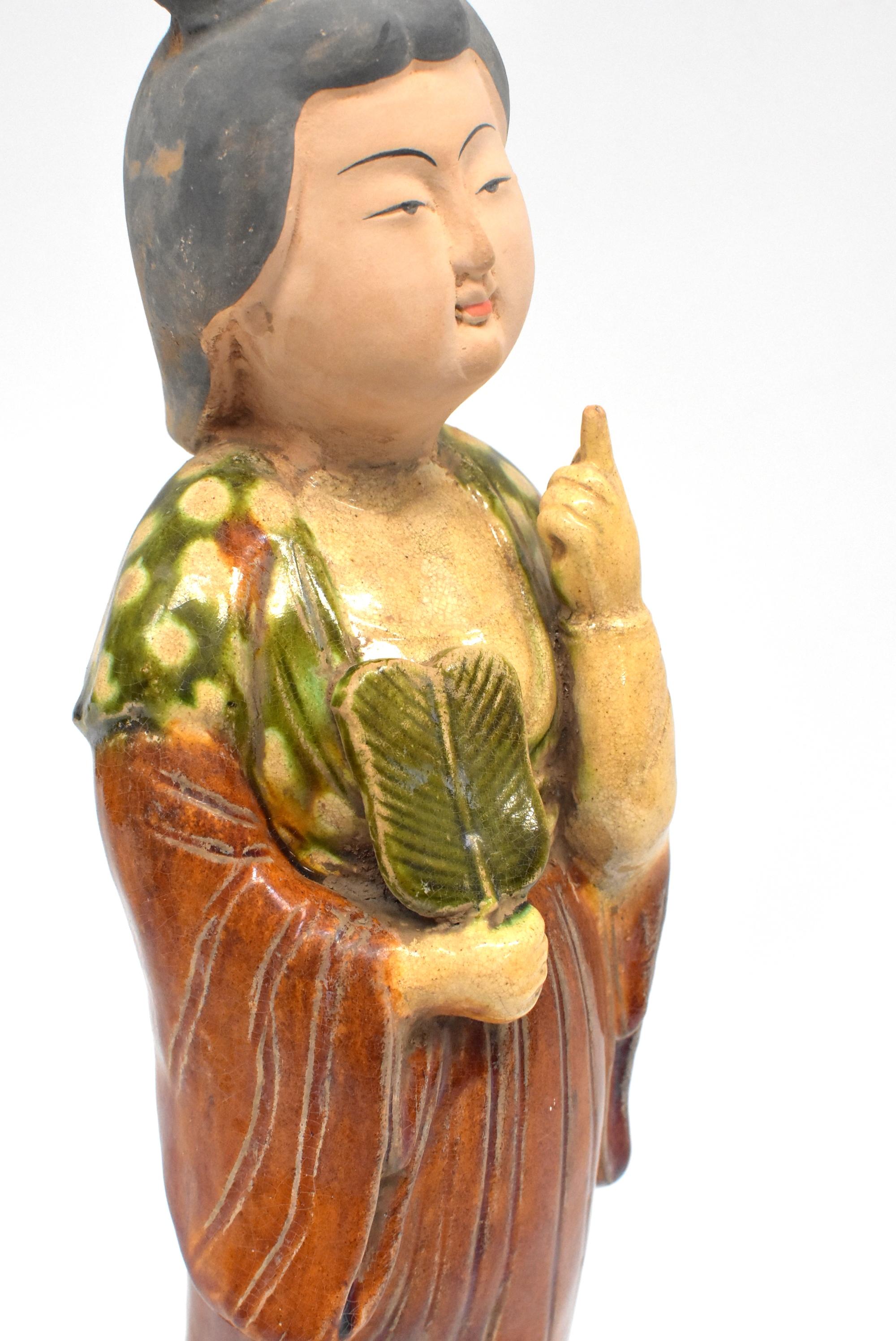 Chinese Terracotta Court Lady with a Fan Tang Style 12