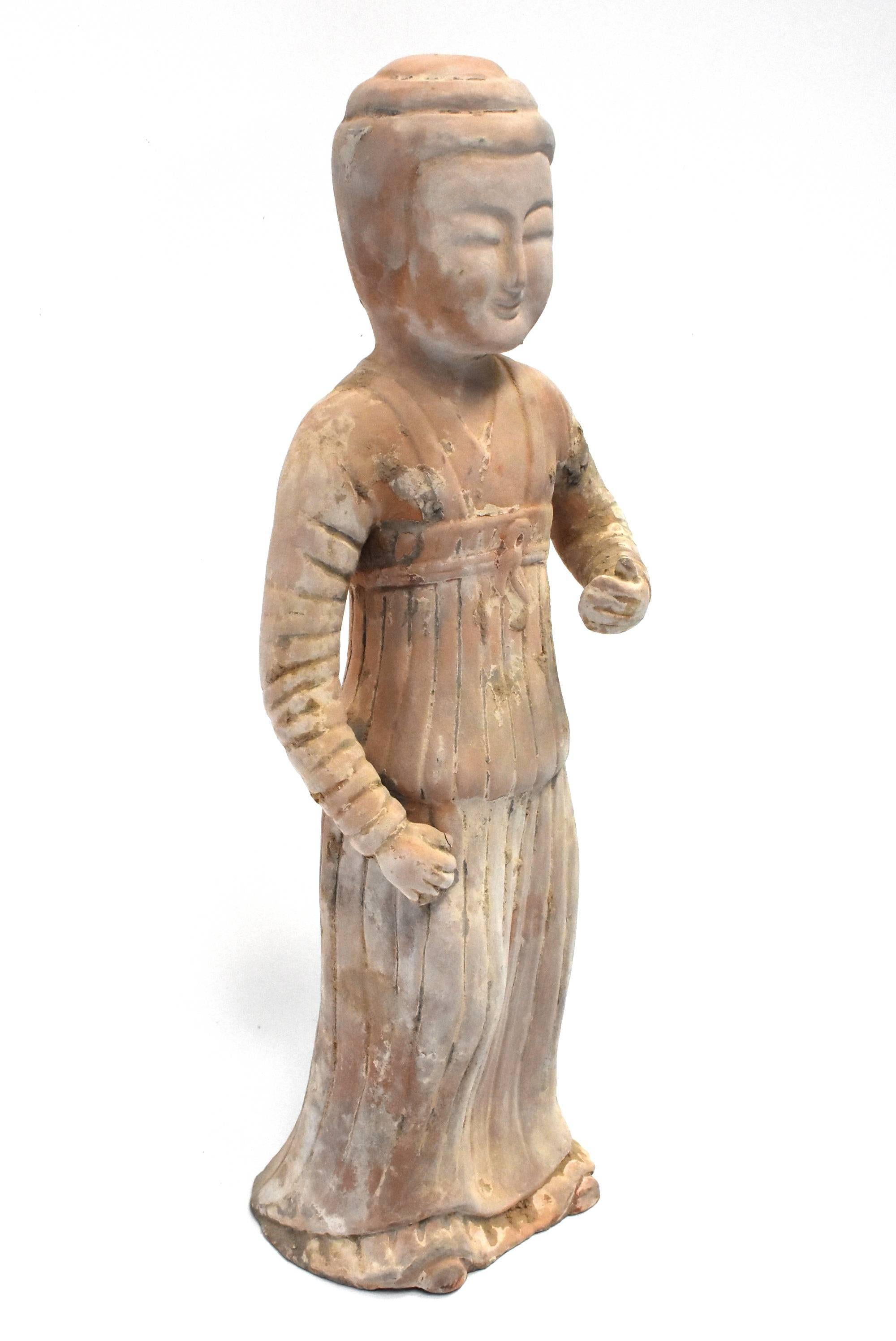 Chinese Terracotta Figure, A Governess In Good Condition In Somis, CA