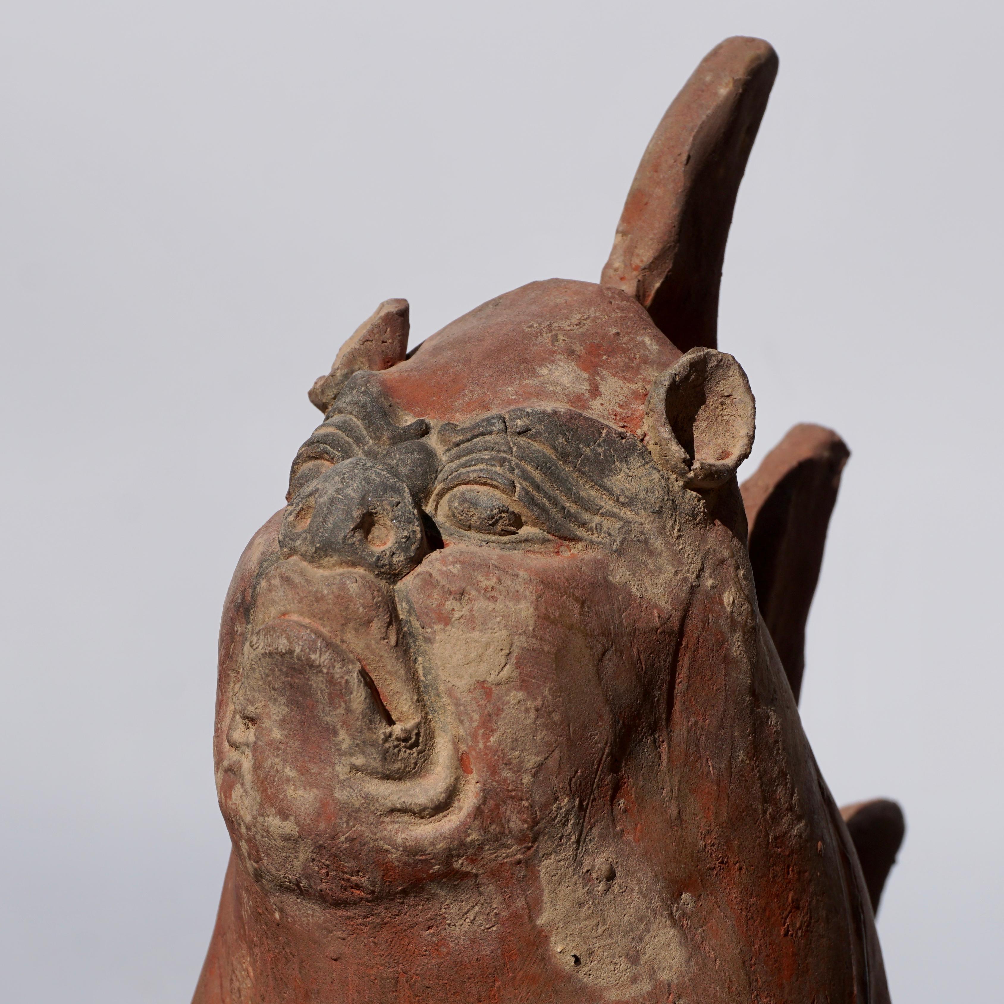 Chinese Terracotta Mingqi Guardian Spirit Tomb Figure Han Dynasty Attributed 2