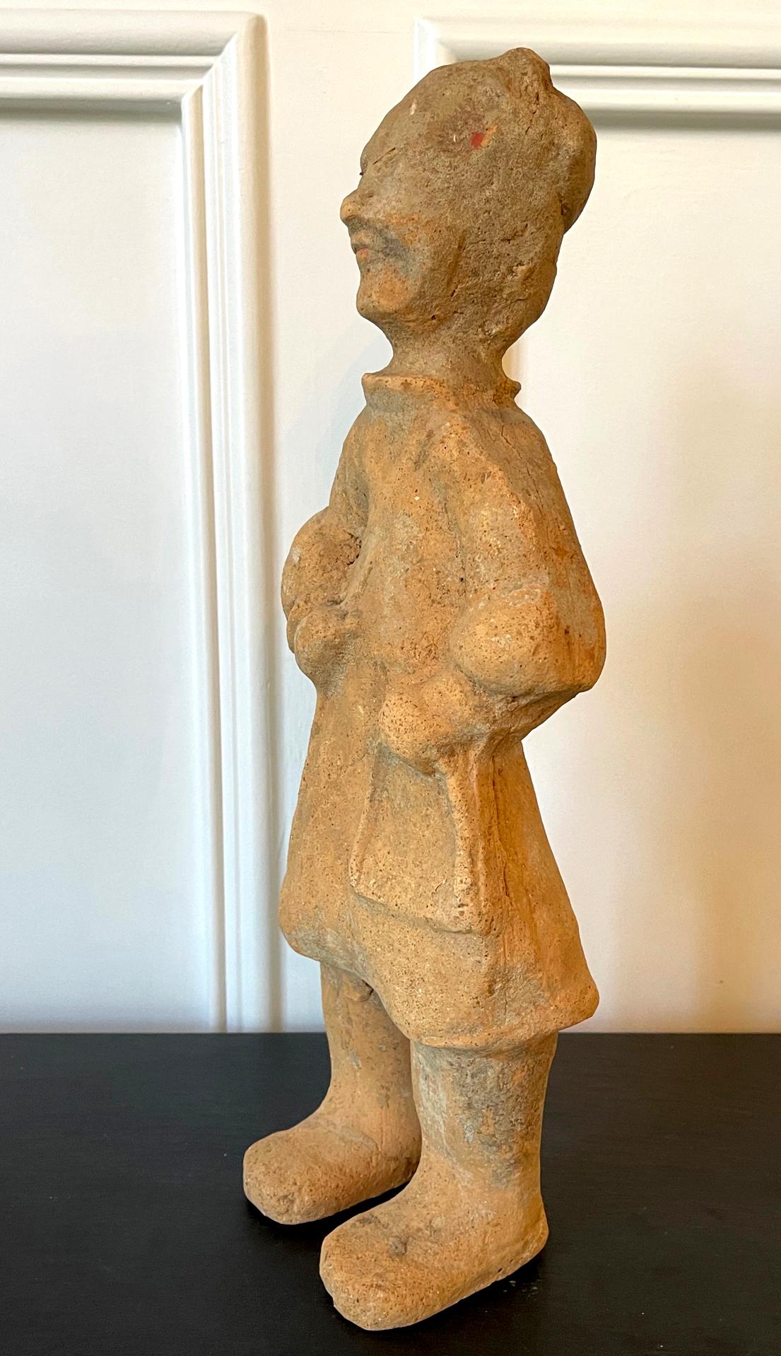 Fired Chinese Terracotta Statue Tomb Figure East Han Dynasty For Sale