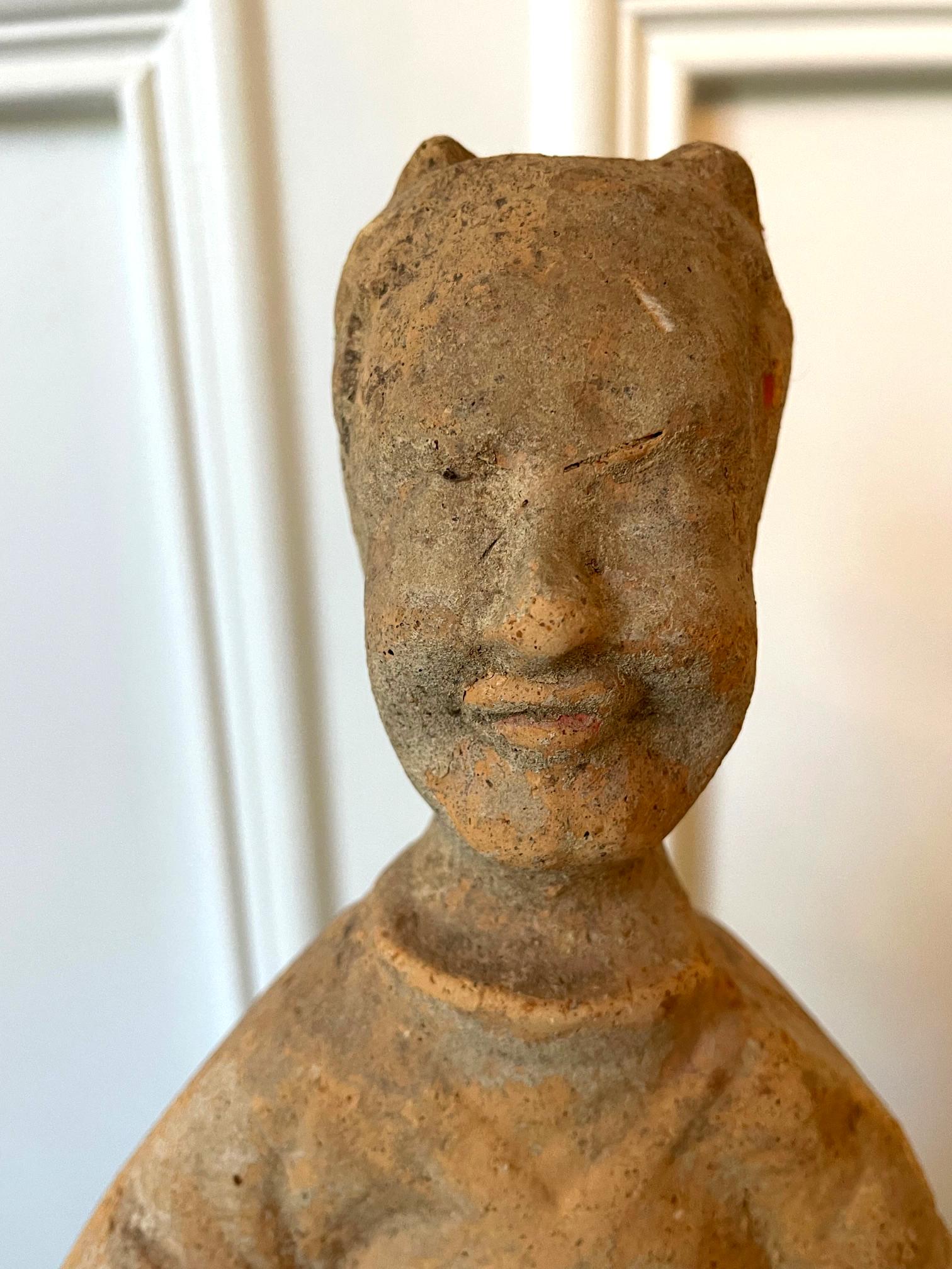Clay Chinese Terracotta Statue Tomb Figure East Han Dynasty For Sale