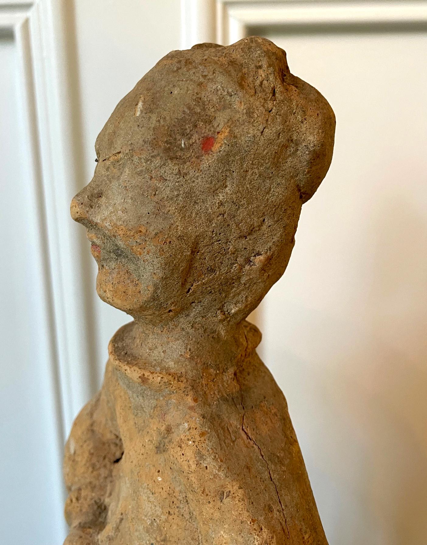 Chinesische Terrakotta-Statue Grabmal Figur Ost Han Dynasty im Angebot 2