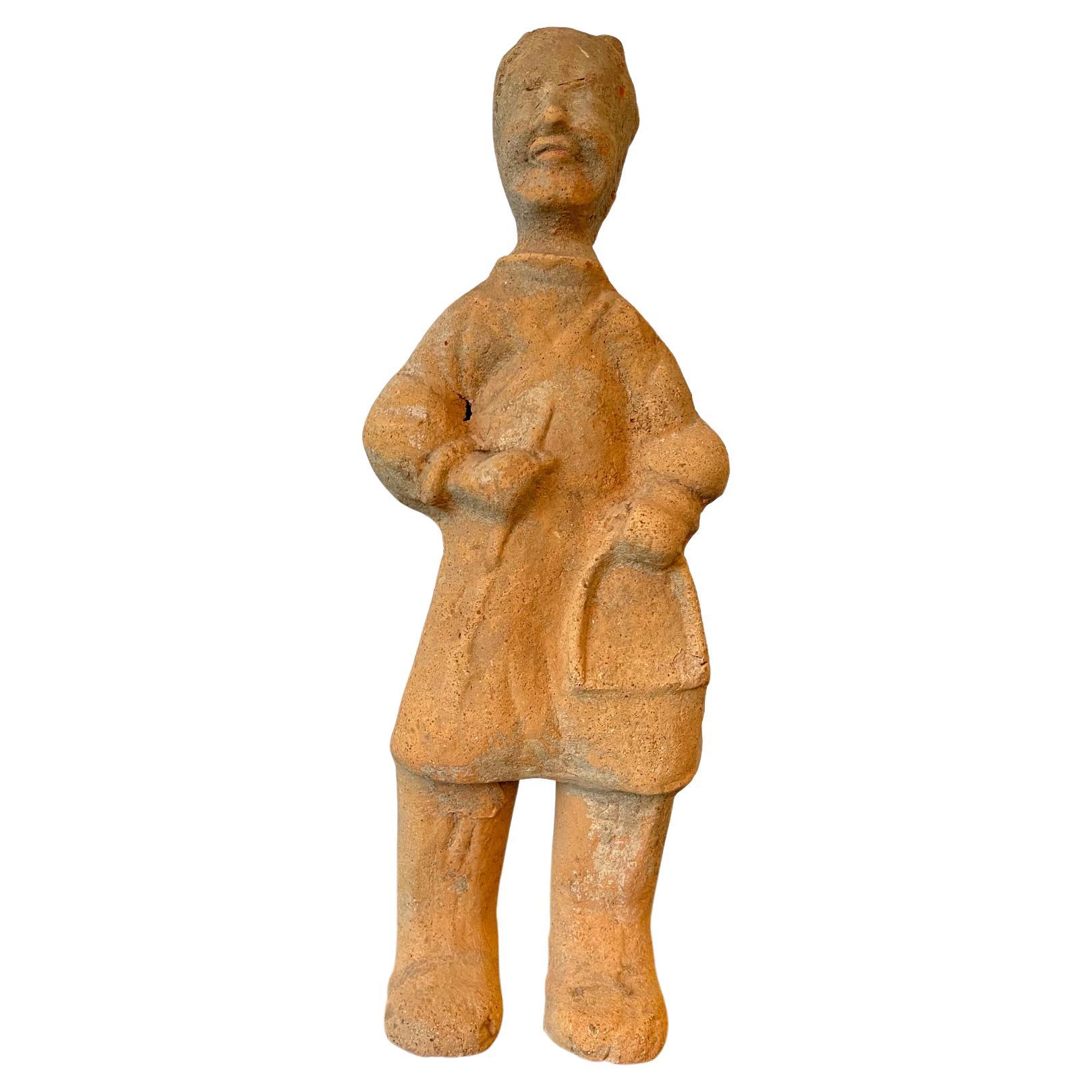 Statue chinoise en terre cuite Figure de tombeau Dynasty des Han de l'Est