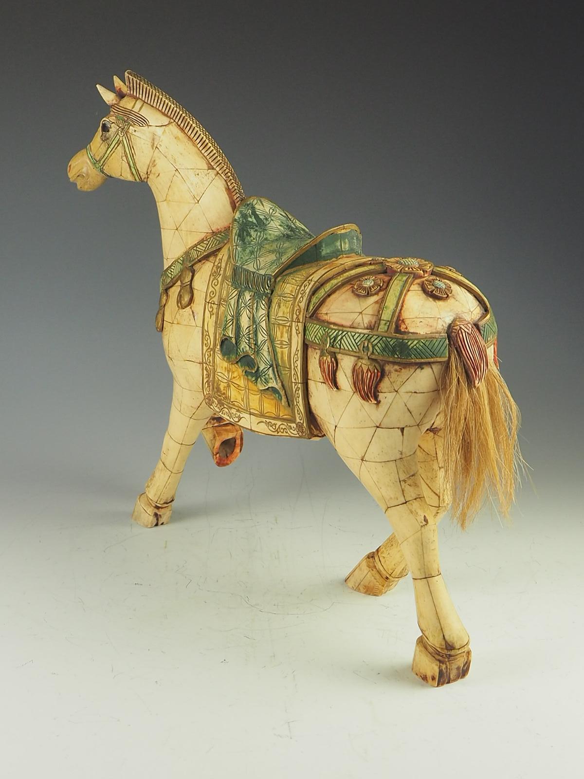 Chinese Tessellated Bone Horse Sculpture For Sale 6