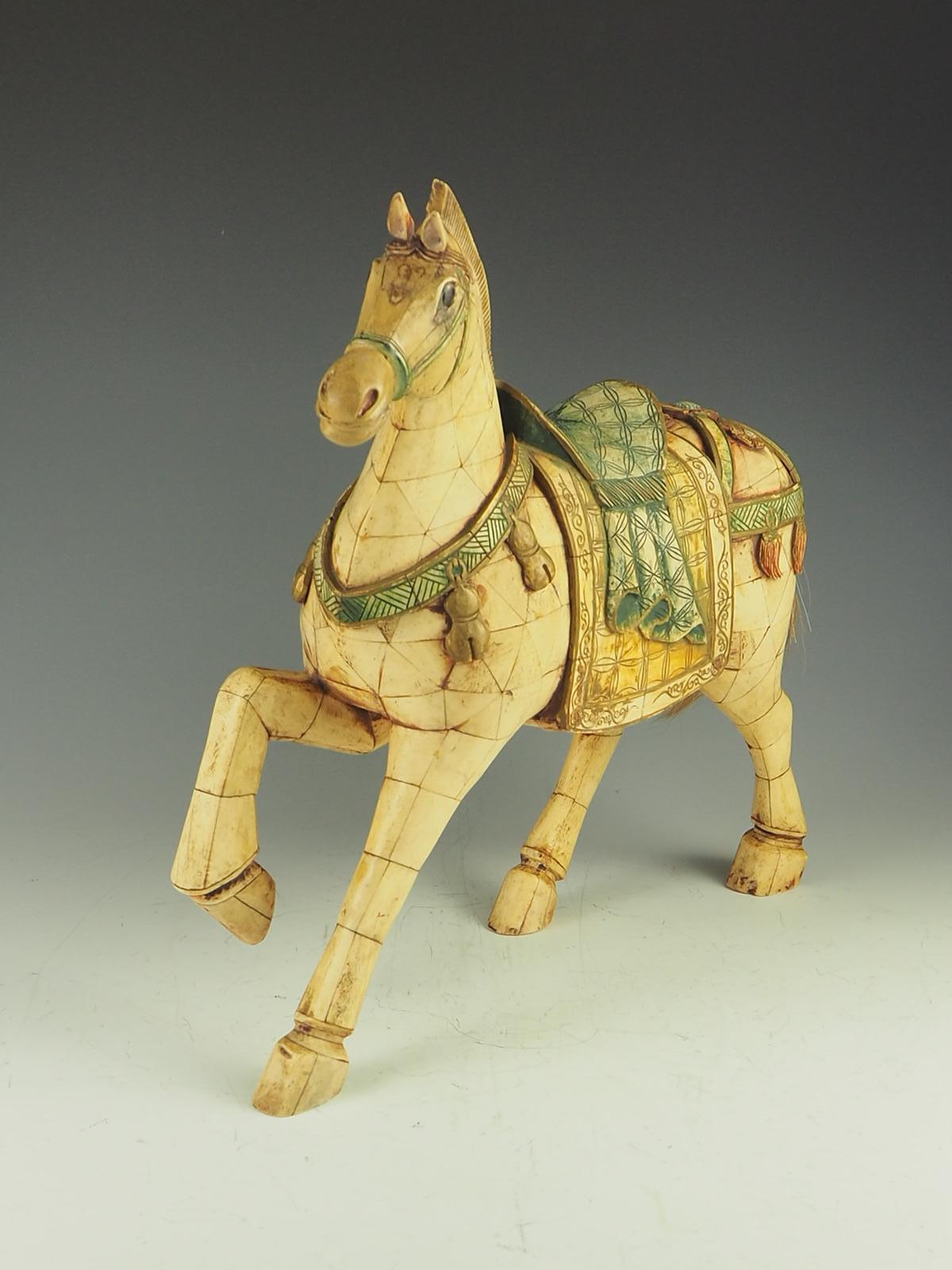 20th Century Chinese Tessellated Bone Horse Sculpture For Sale