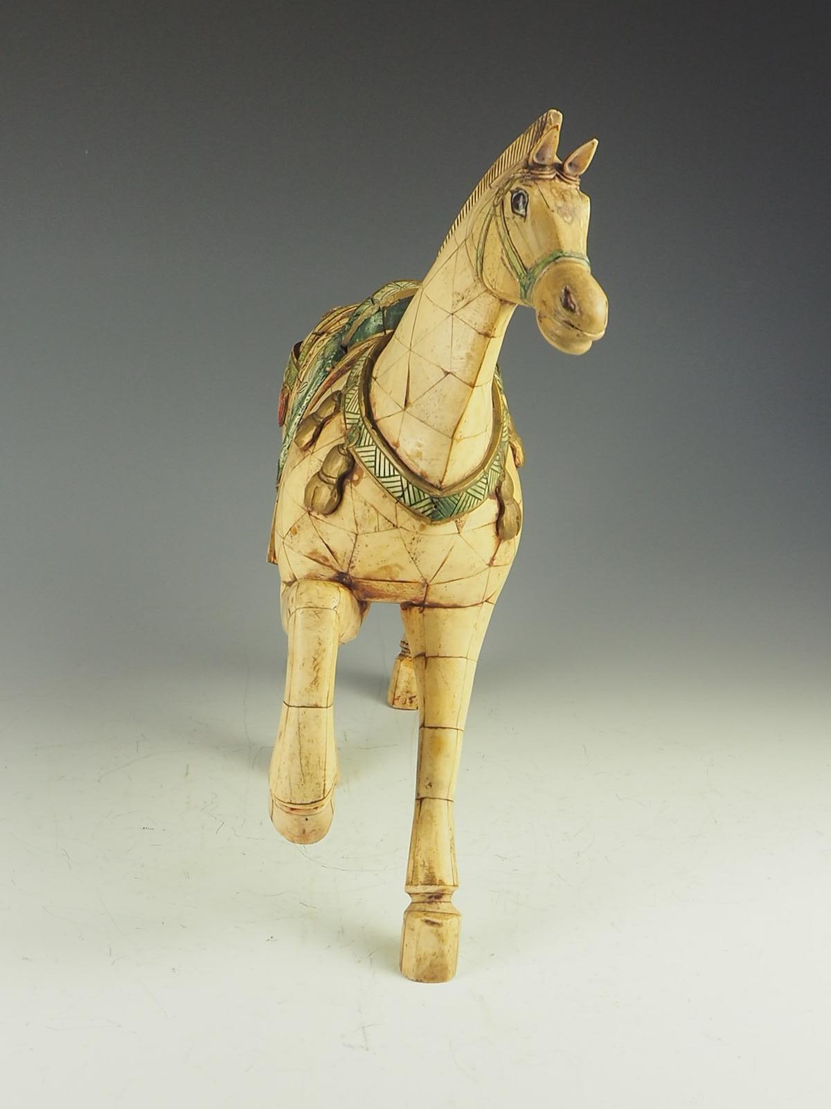 Chinese Tessellated Bone Horse Sculpture For Sale 1