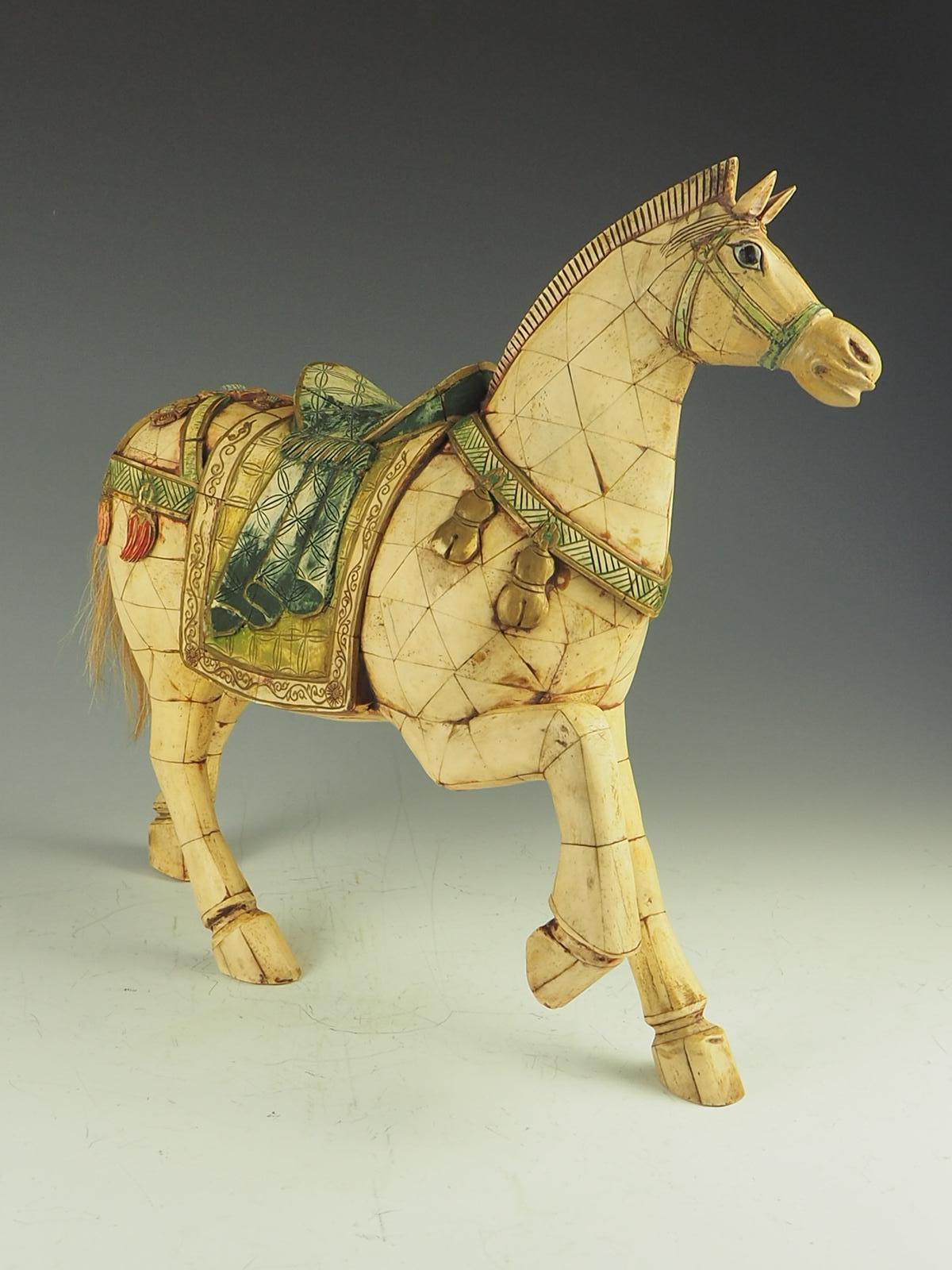 Chinese Tessellated Bone Horse Sculpture For Sale 2