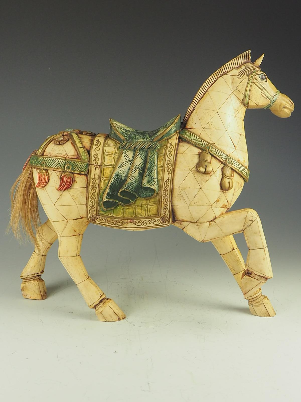 Chinese Tessellated Bone Horse Sculpture For Sale 3