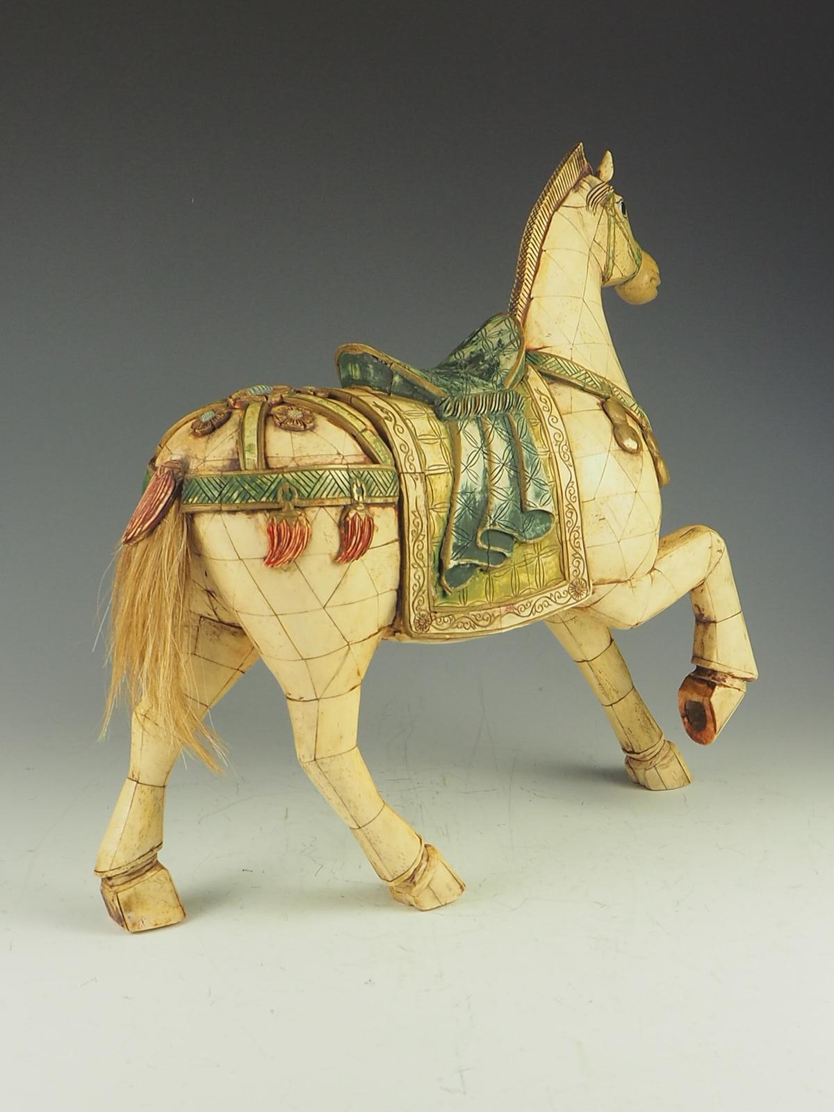 Chinese Tessellated Bone Horse Sculpture For Sale 4