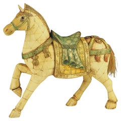Sculpture chinoise de cheval en os tessellé