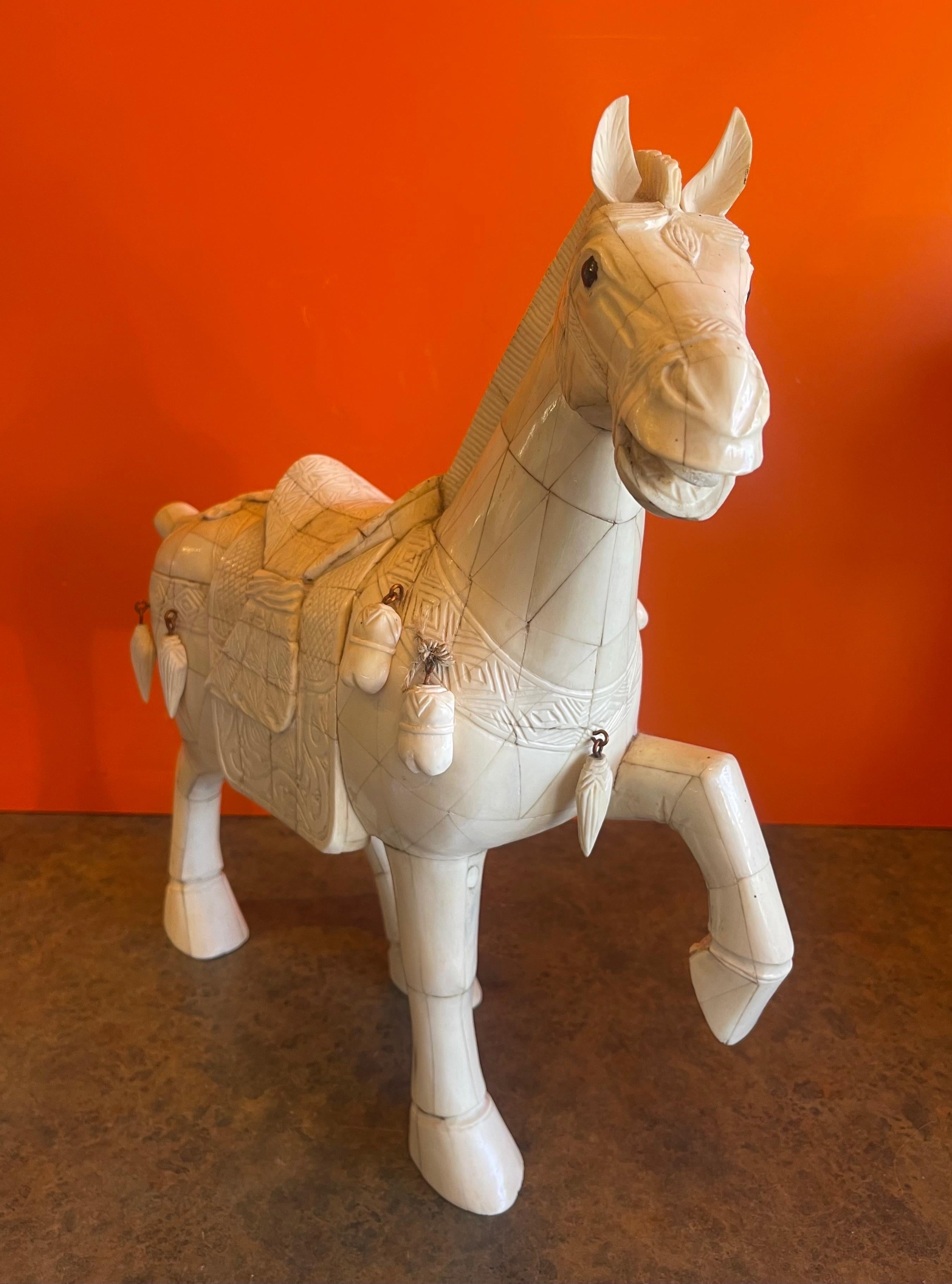 Chinese Tessellated Bone T’ang Horse Sculpture For Sale 5