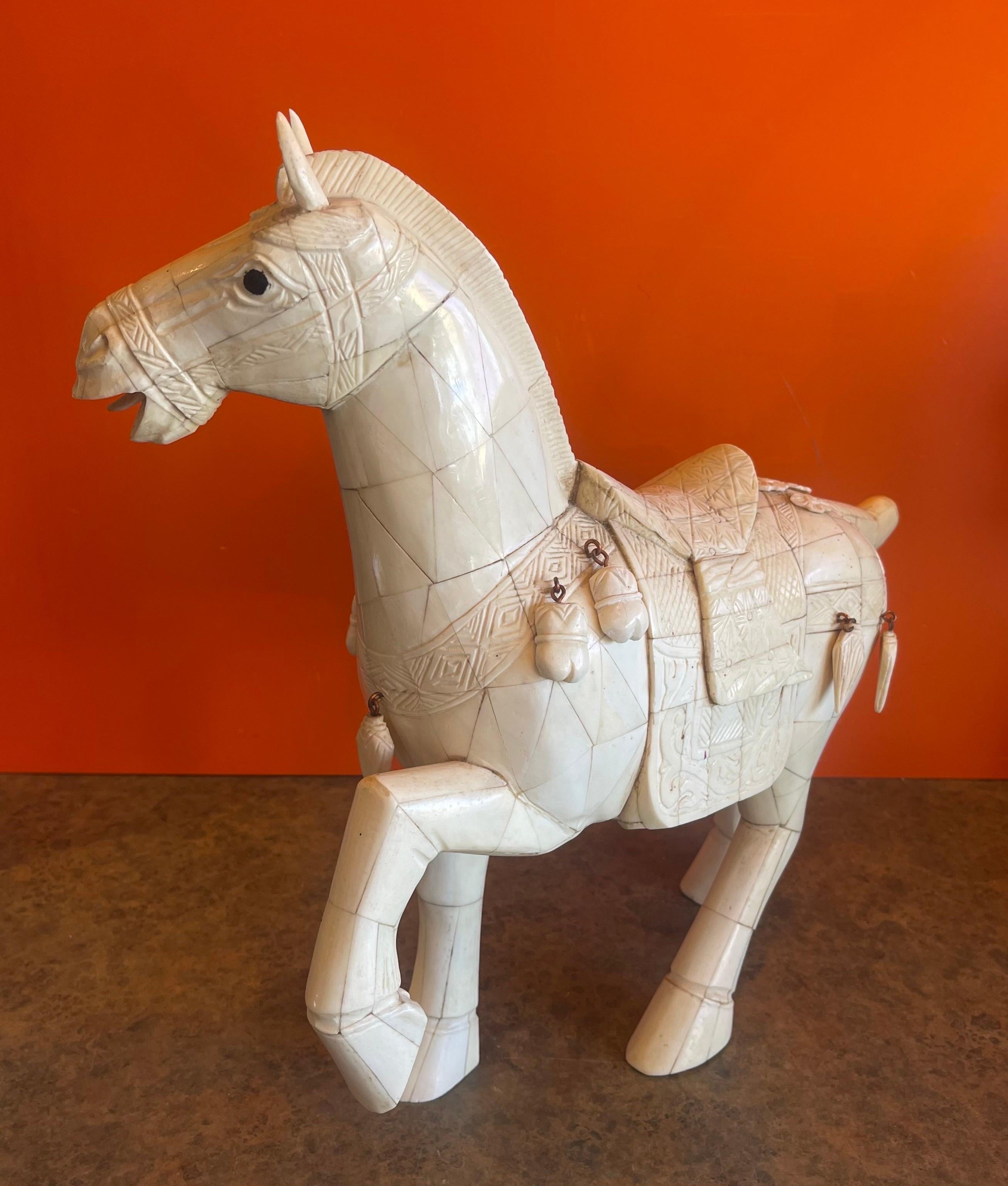 Tang Chinese Tessellated Bone T’ang Horse Sculpture For Sale