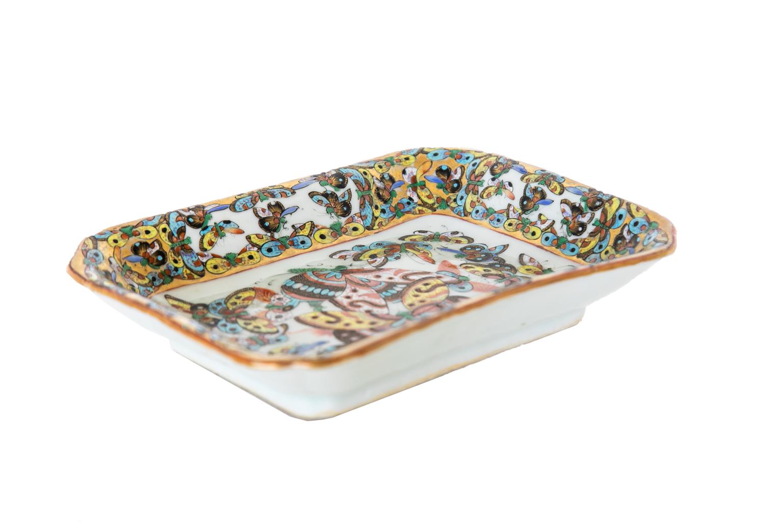 Porcelain Chinese Thousand Butterfly Dish For Sale