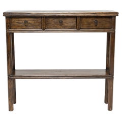 Chinese Three Drawer Console Table with Shelf, c. 1920