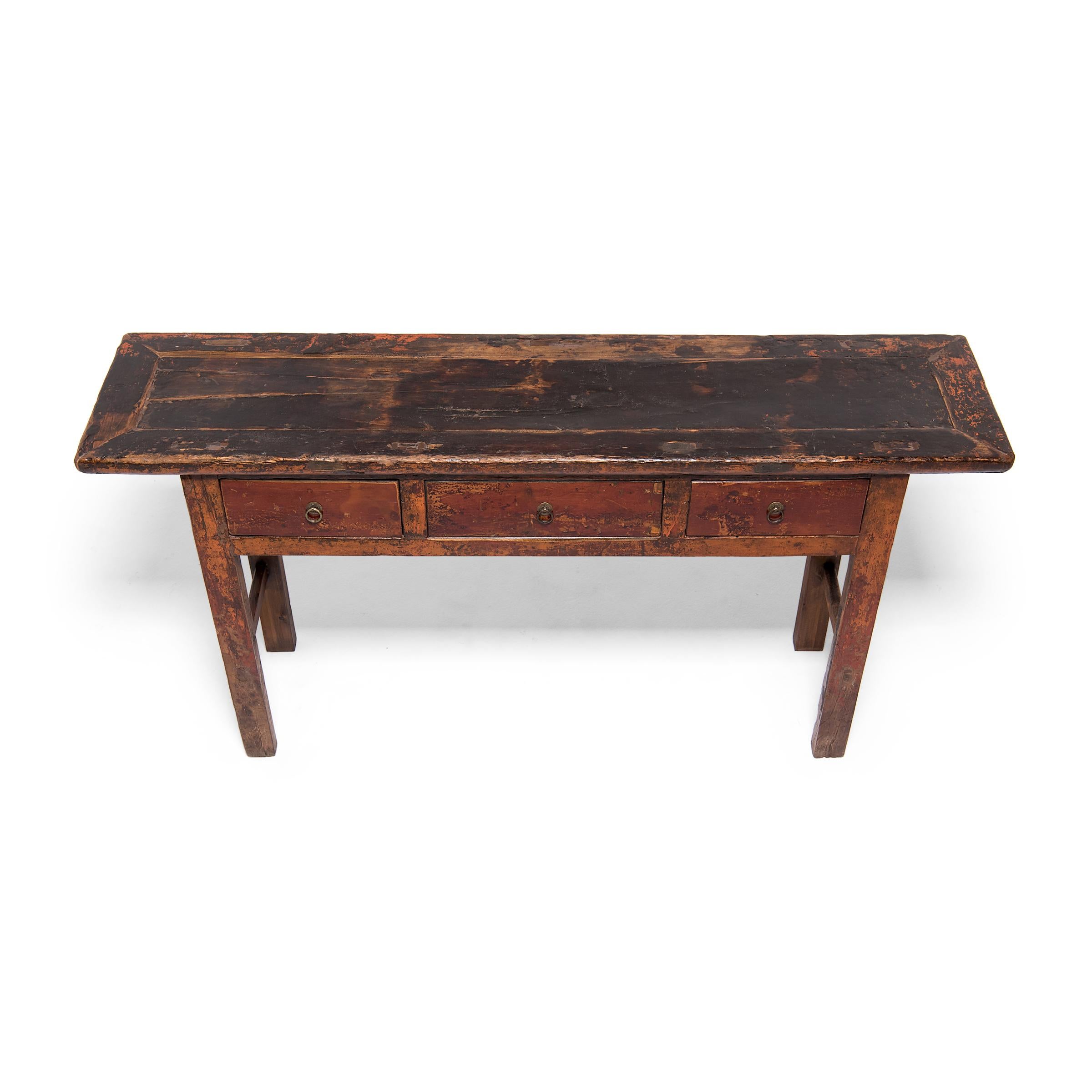 Chinese Three Drawer Hutong Table, c. 1900 In Good Condition In Chicago, IL