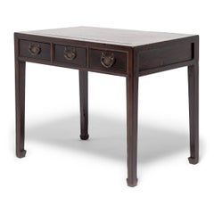 Chinese Three Drawer Table with Half Moon Pulls, C. 1850