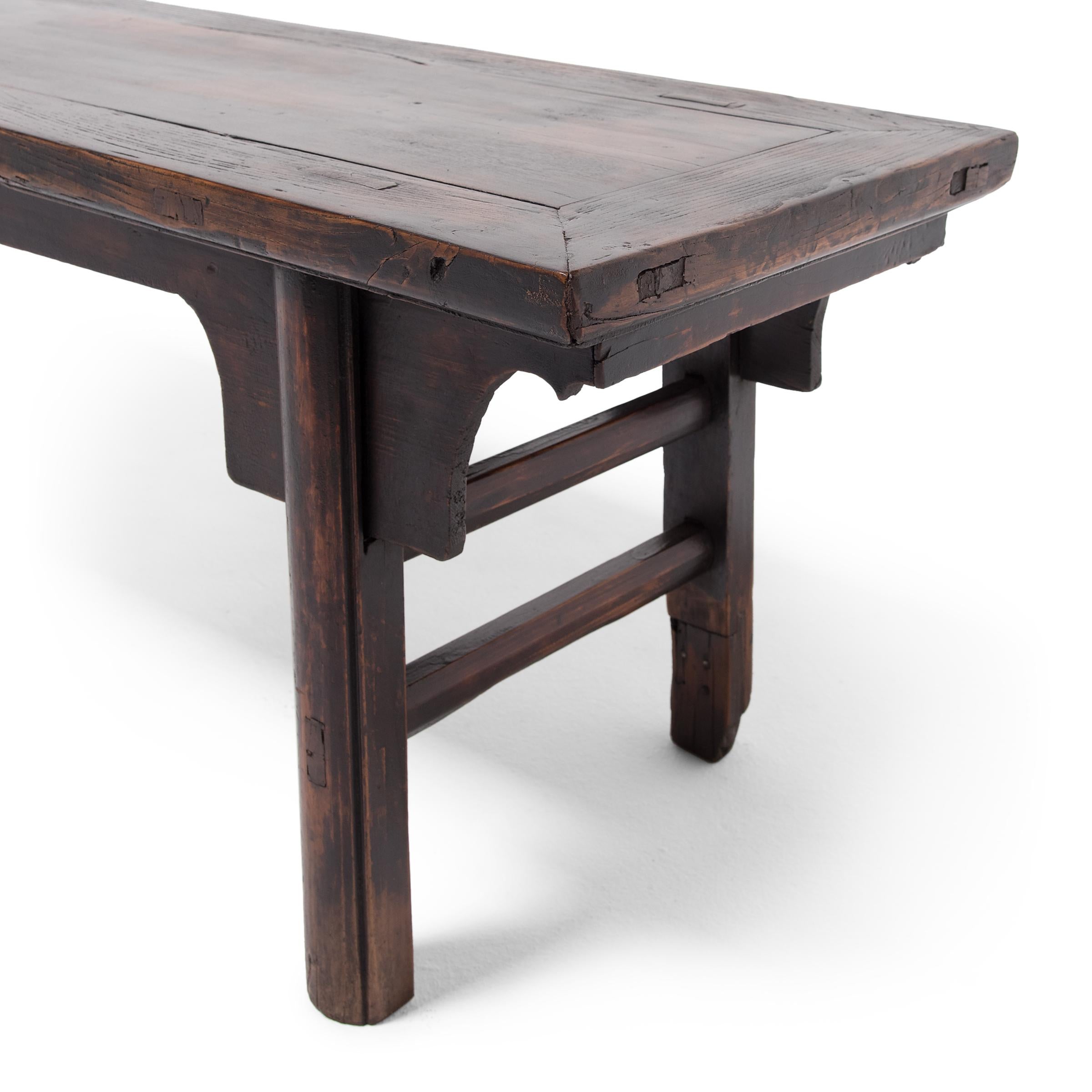 Elm Chinese Three Person Bench, c. 1900