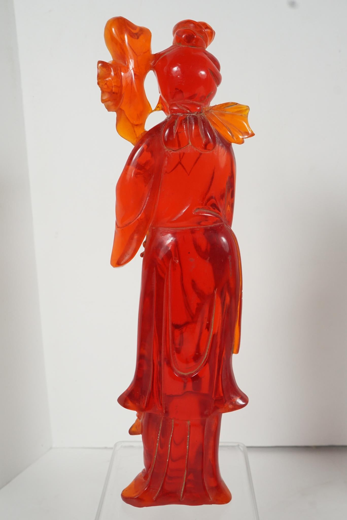20th Century Chinese Three-Piece Garniture Carved in Created Cherry Amber