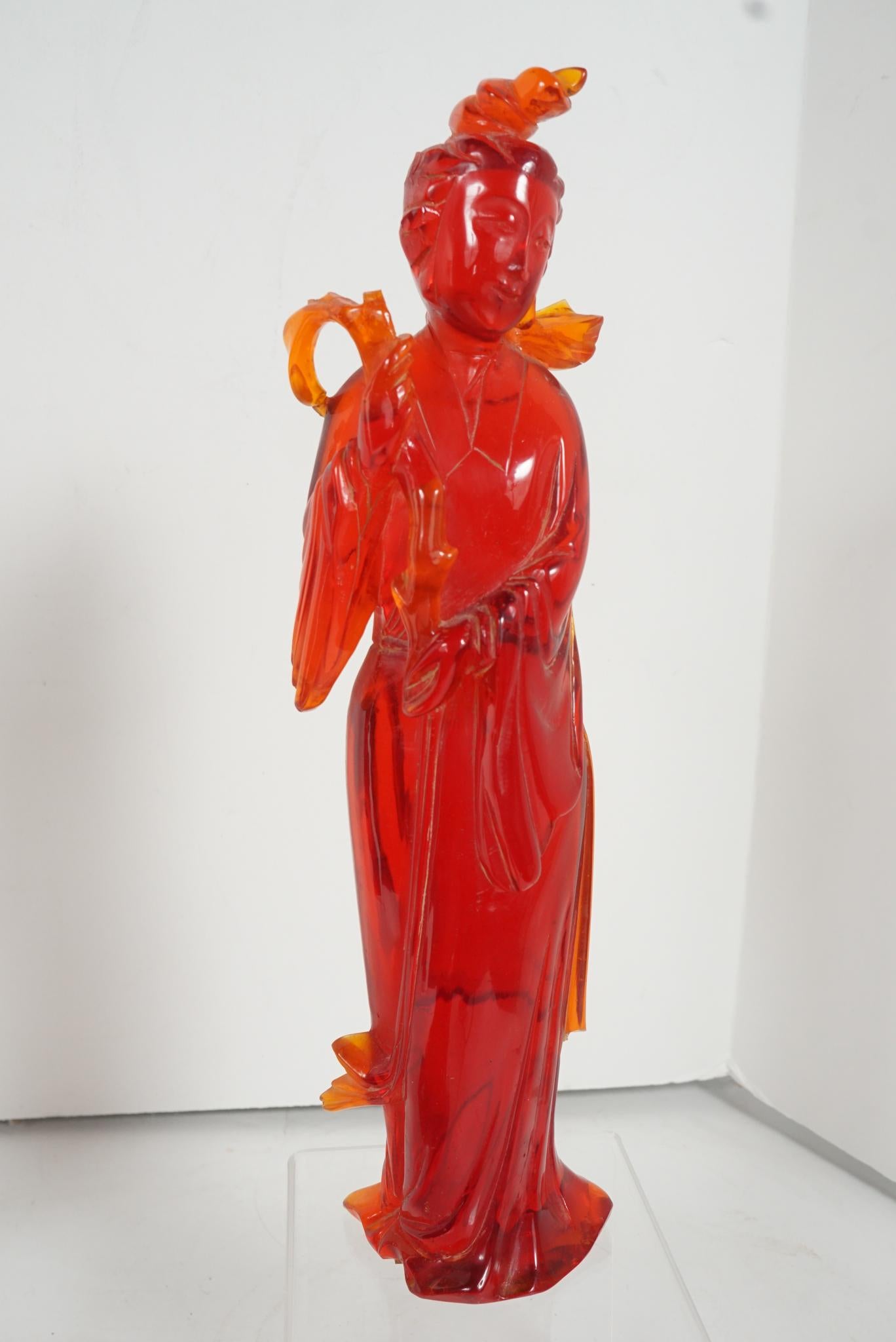 Chinese Three-Piece Garniture Carved in Created Cherry Amber 1