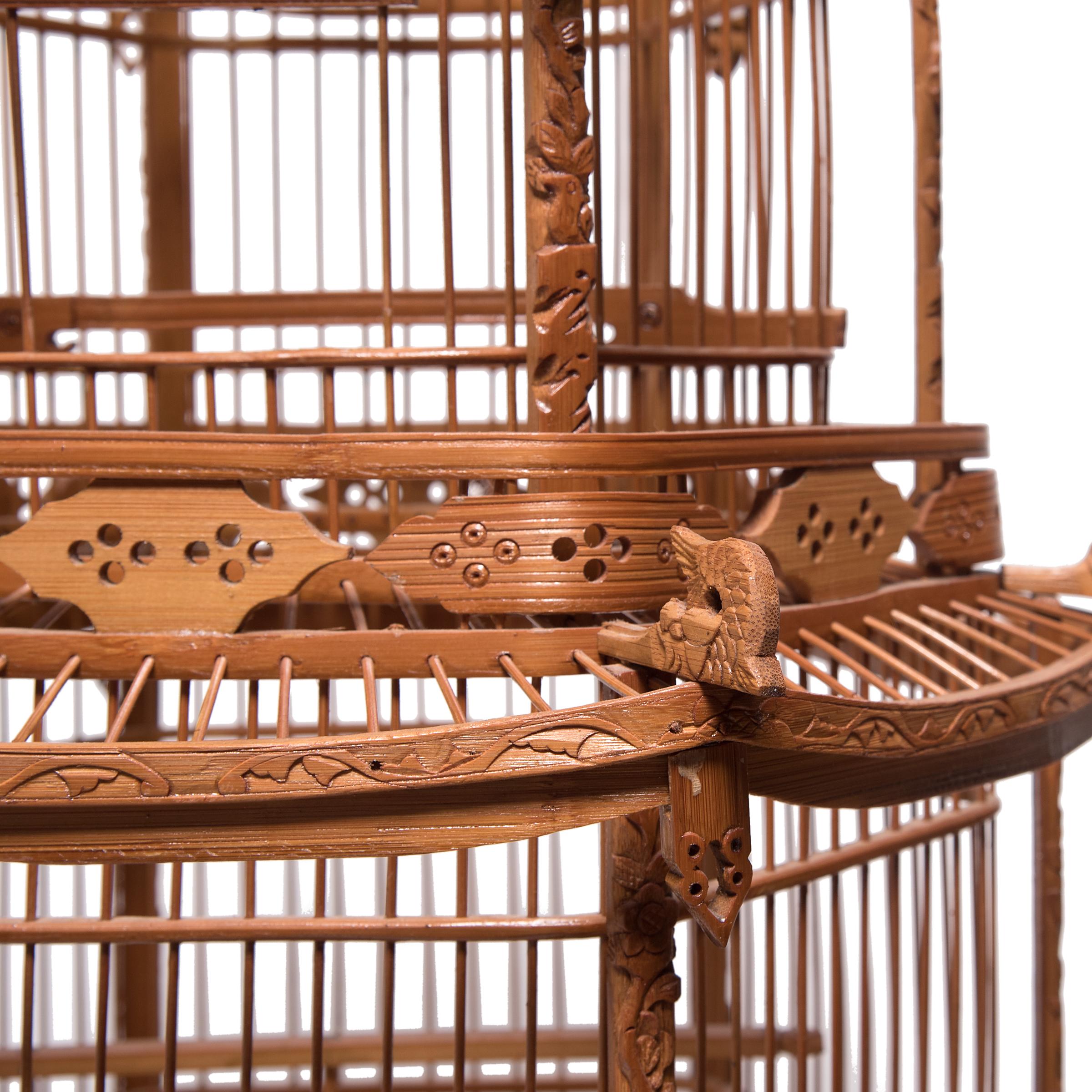 Chinese Three-Tiered Pagoda Birdcage, circa 1900 In Good Condition In Chicago, IL