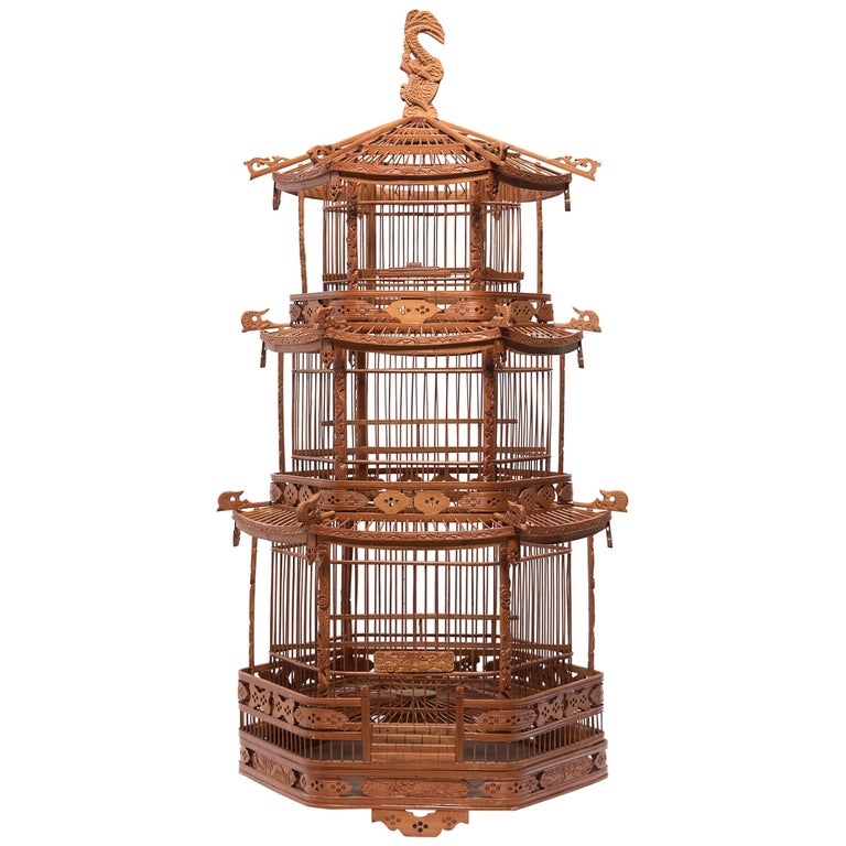 Chinese ThreeTiered Pagoda Bird Cage, circa 1900 For Sale at 1stDibs
