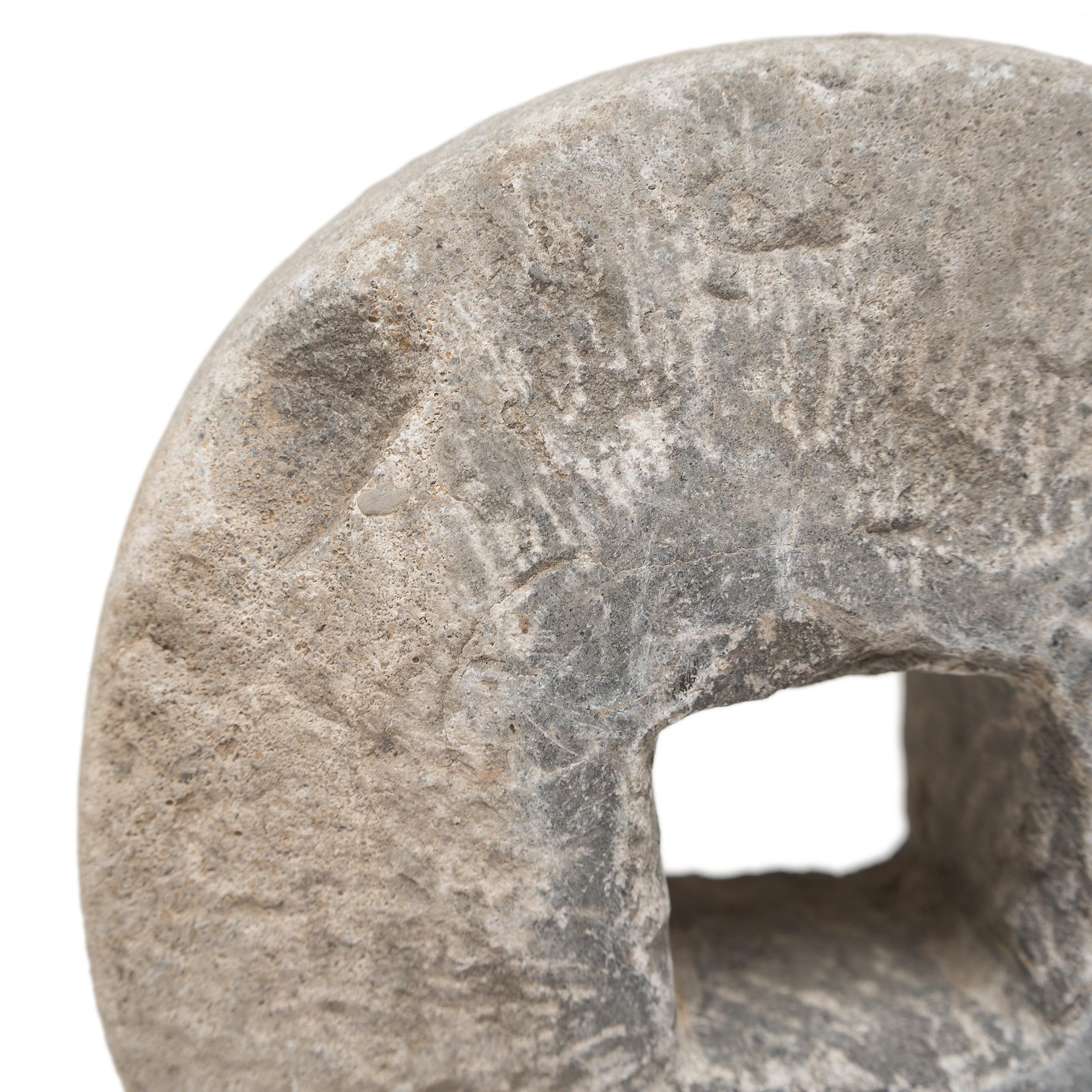 Qing Chinese Prosperity Stone Disc, C. 1900