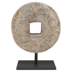 Antique Chinese Prosperity Stone Disc, C. 1900