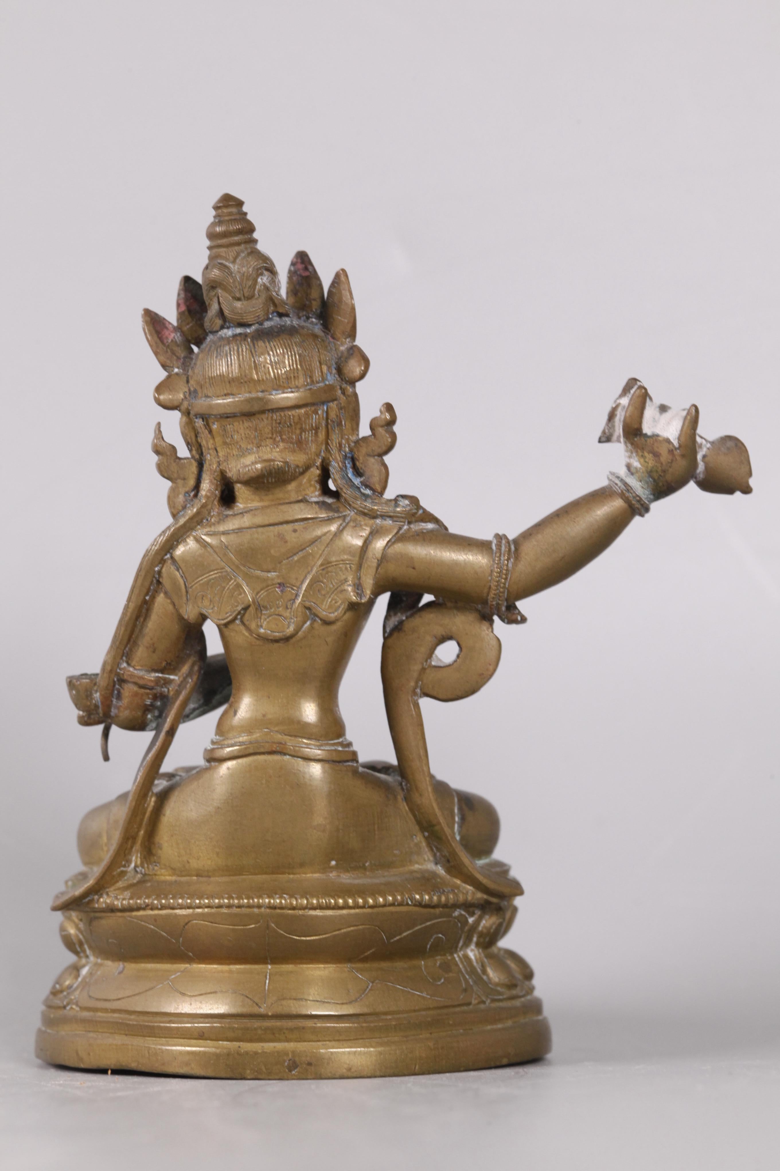 Chinese Tibetan bronze Buddha, 18th c. In Good Condition For Sale In New York, NY