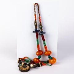 Chinese Tibetan Buddhist Amber, Lapis, Coral & Turquoise Necklace 19th Century