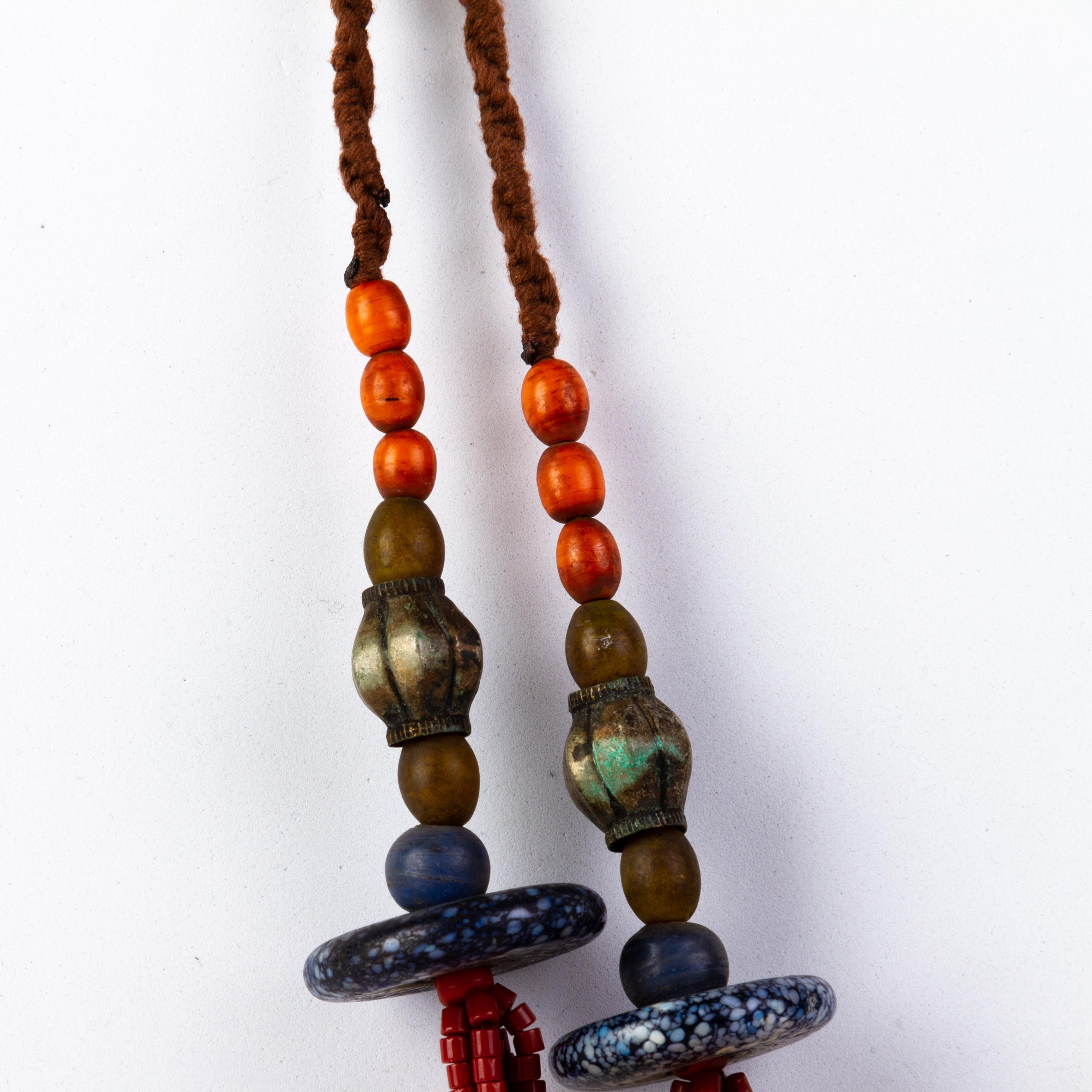 Chinese Tibetan Buddhist Amber, Lapis, Coral & Turquoise Necklace 19th Century  In Good Condition In Nottingham, GB