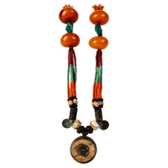 Chinese Tibetan Buddhist Amber, Lapis, Coral & Turquoise Necklace 19th Century